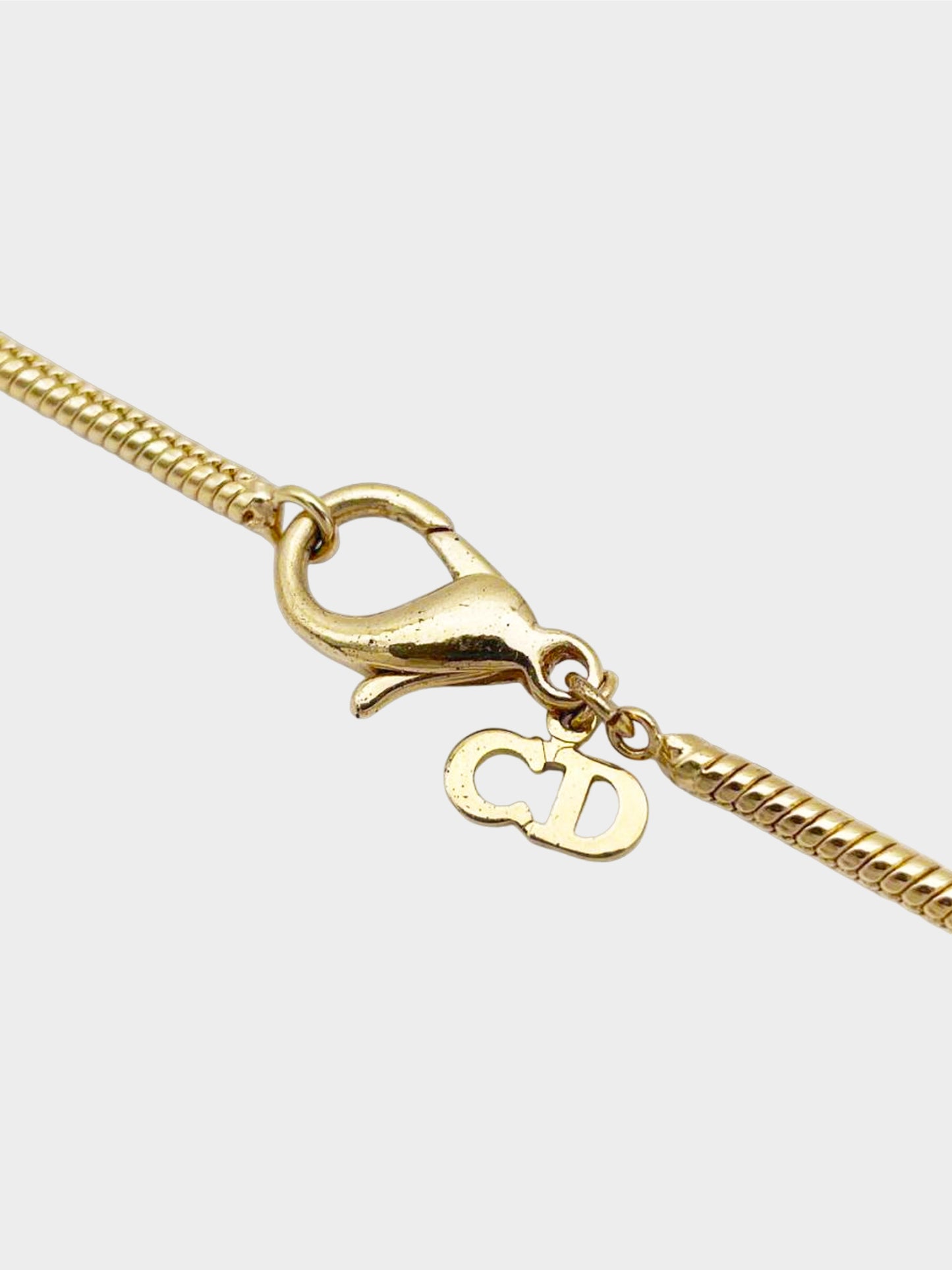 Christian Dior 1990s Gold CD Round Pendant Necklace