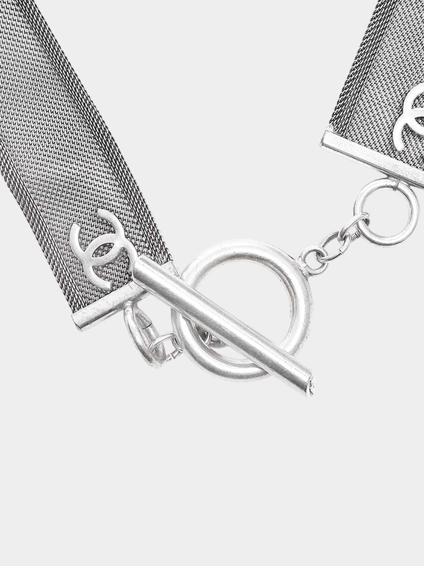 Chanel Fall 1999 Silver Chainmail CC Choker Necklace