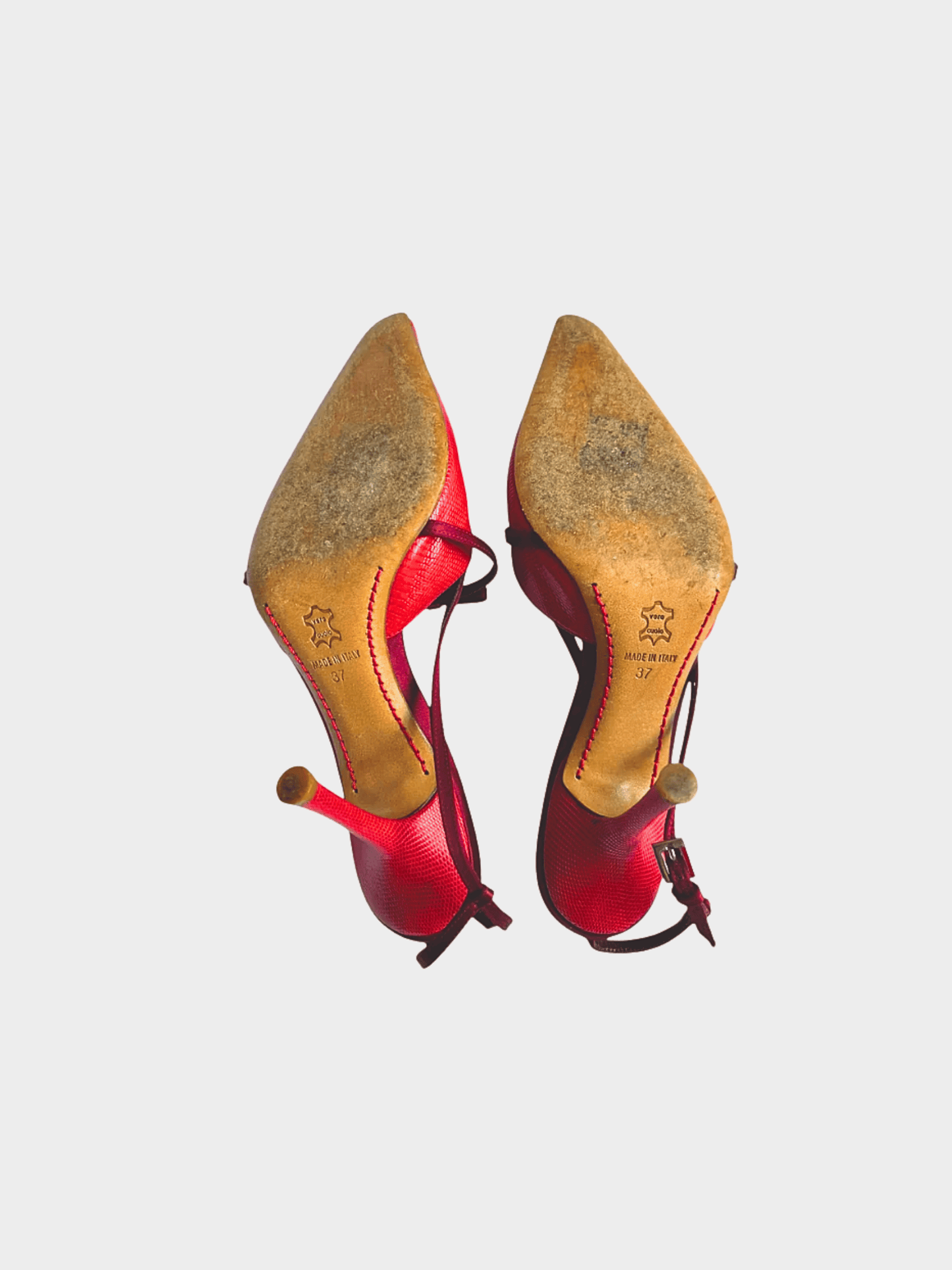 Valentino 2000s Red Bow Tie Slingback Heels