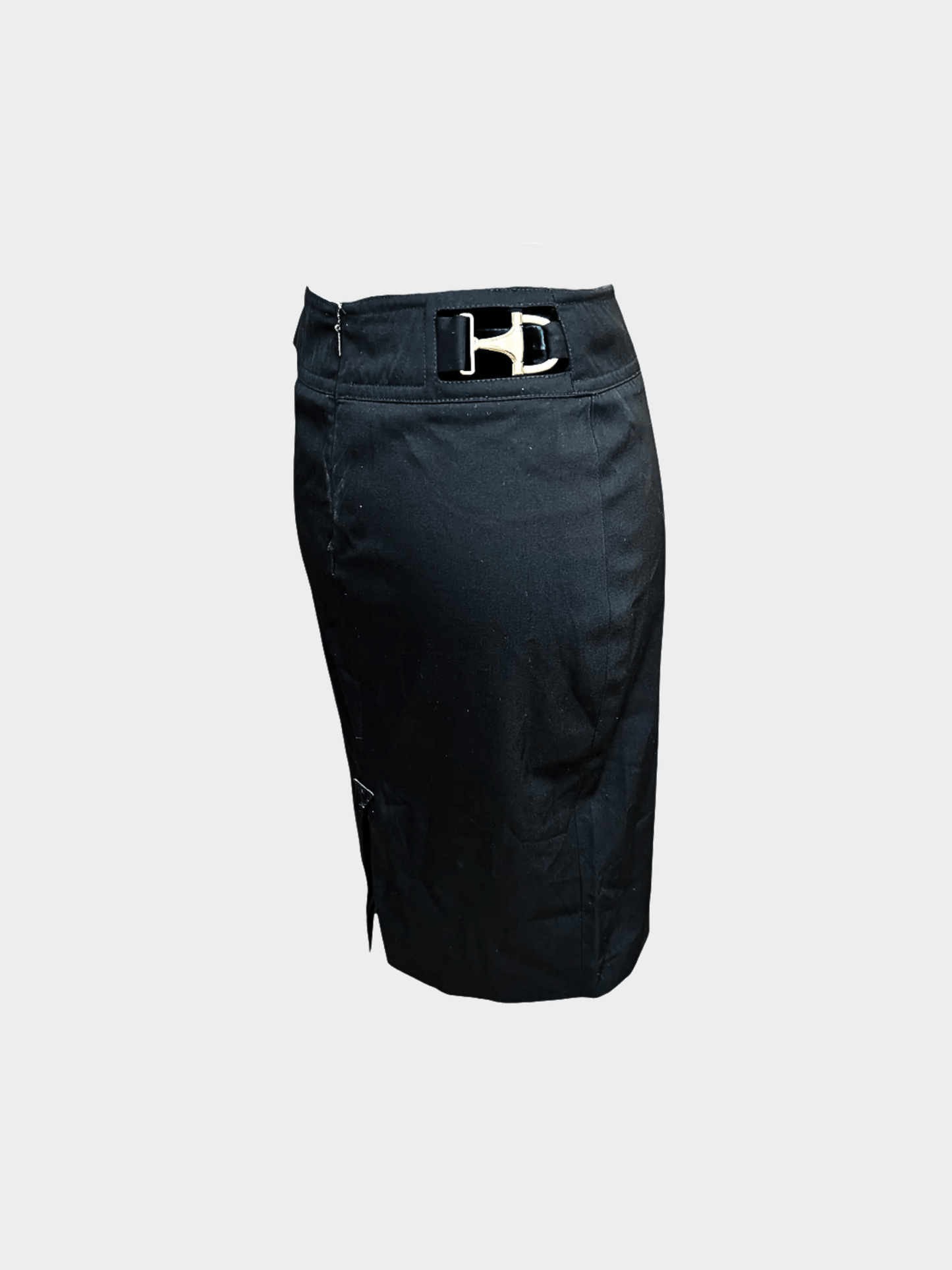 Gucci by Tom Ford 2000s Black Horse-bit Midi Skirt