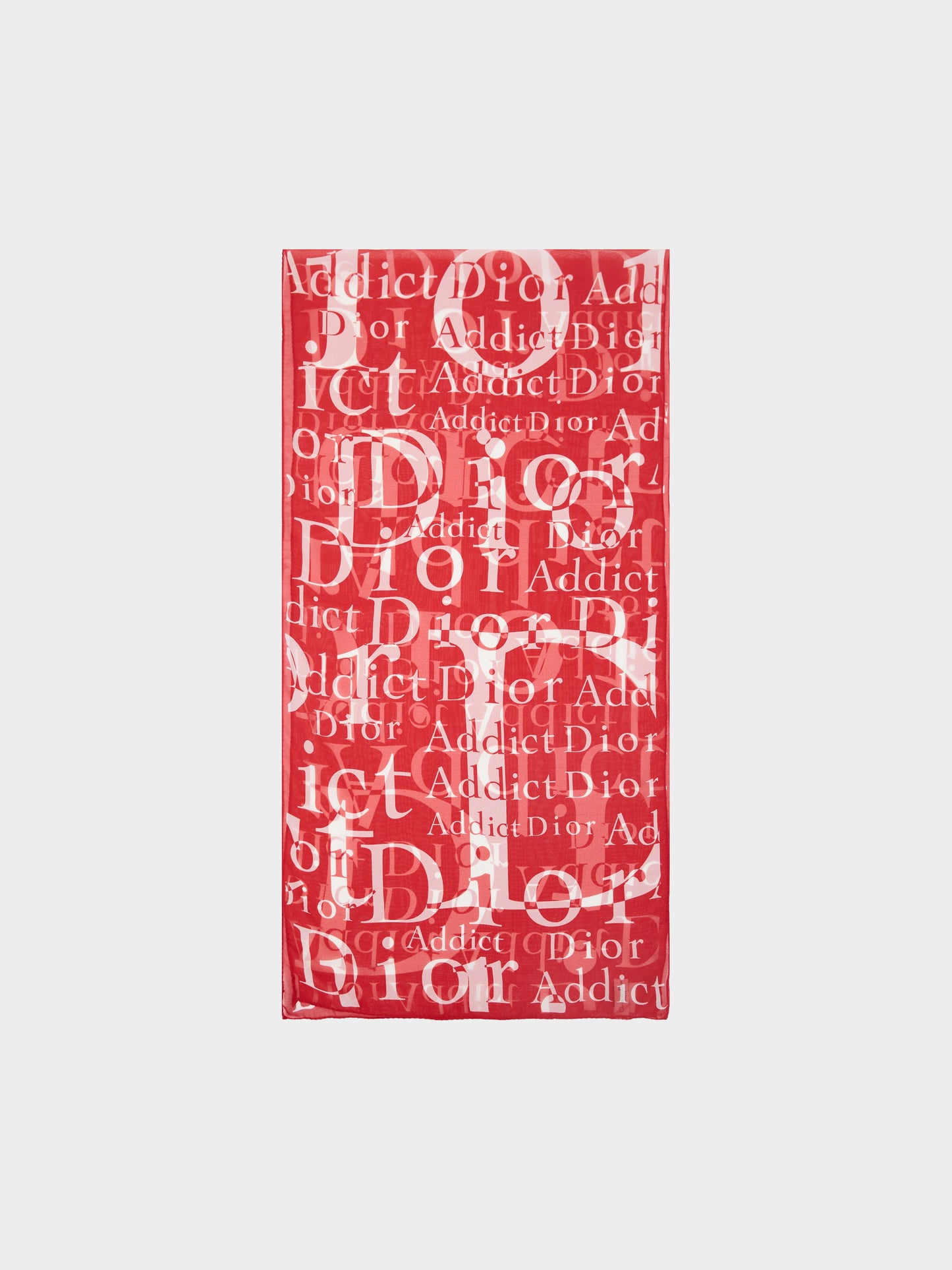 Christian Dior by John Galliano 2000s Red and White "Addict" Print Silk Scarf