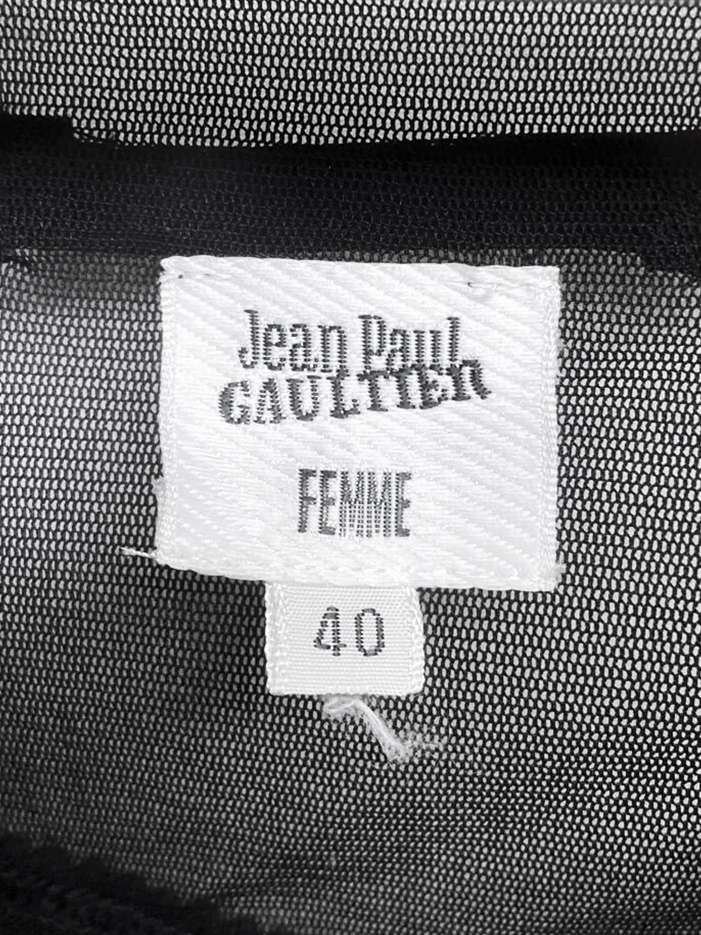 Jean Paul Gaultier 2000s Black Mesh Asymmetrical Top with Fringes