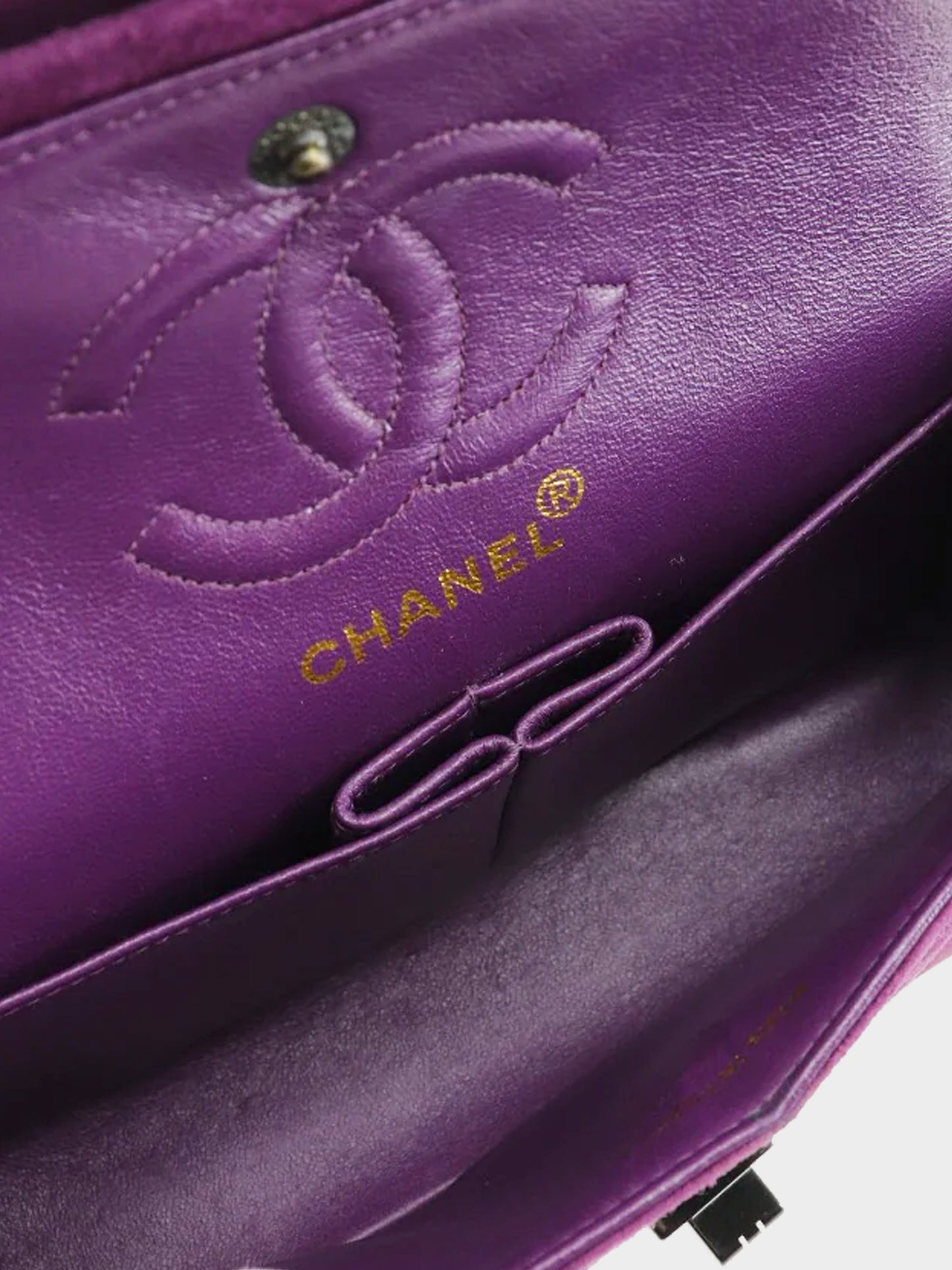 Chanel 1997-1999 Purple Suede 2.55 Double Flap Bag