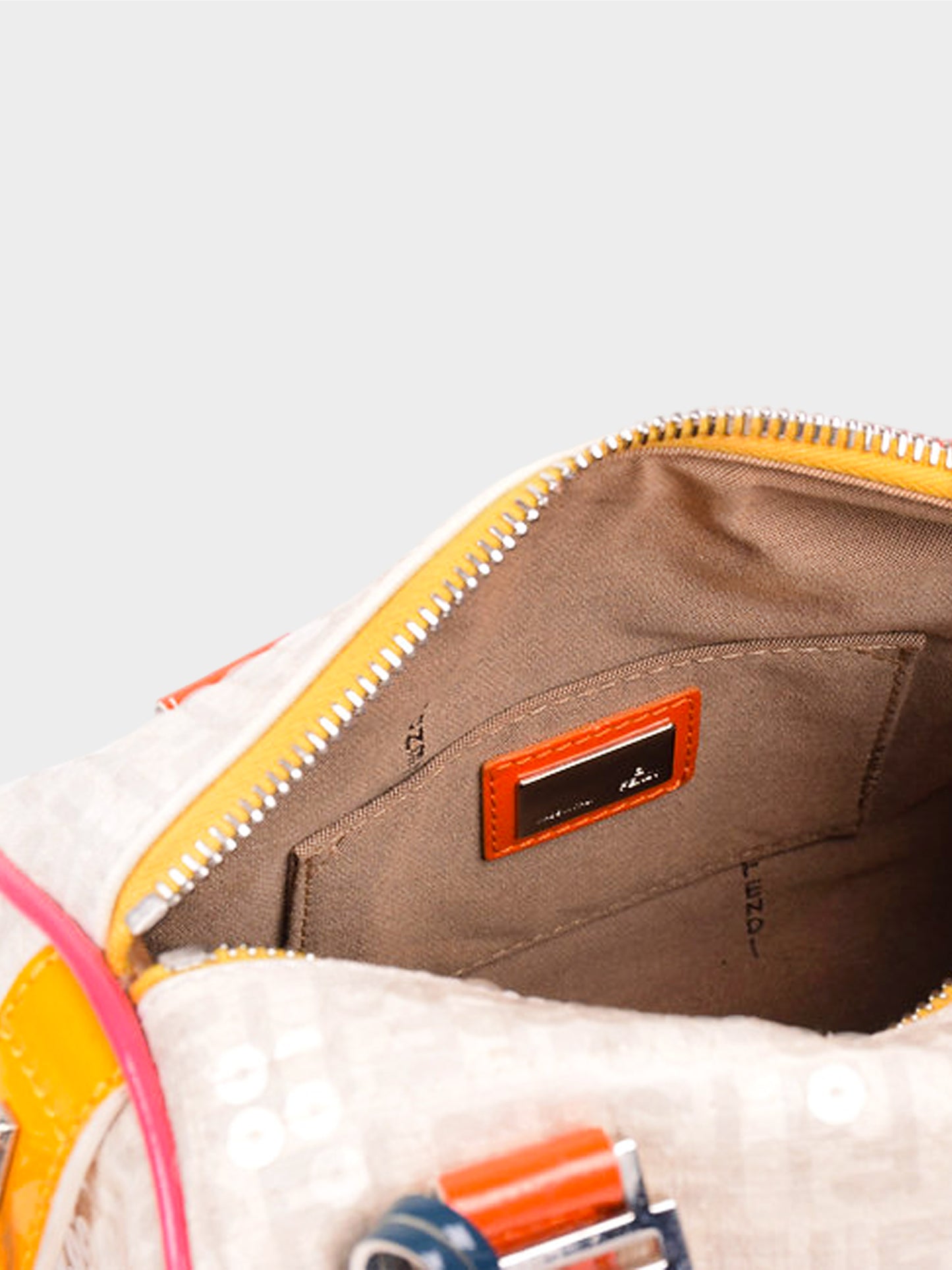 Fendi 2010s White Sequins Color Block Mini Boston Bag