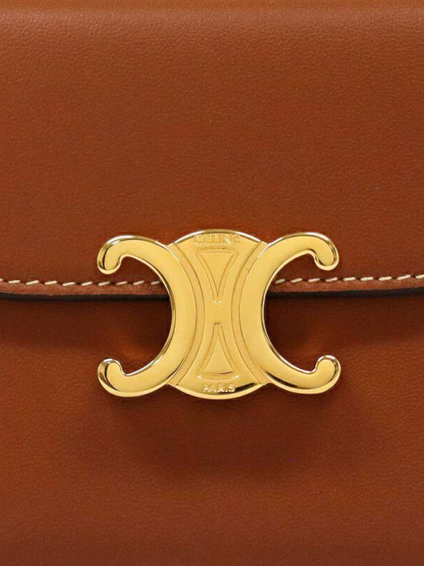 Celine 2010s Brown Leather Small Flap Triomphe Wallet