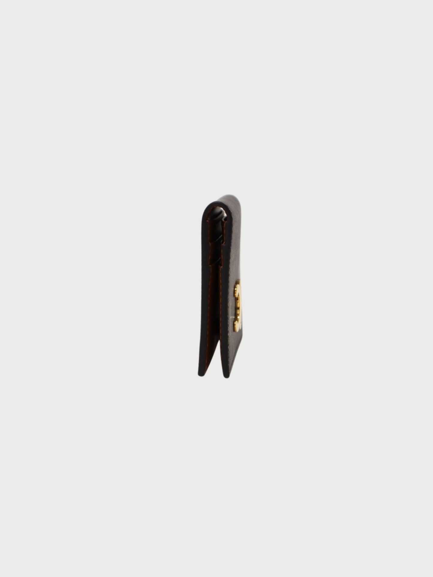 Celine 2020s Charcoal Green Brown Triomphe Bifold Card Holder