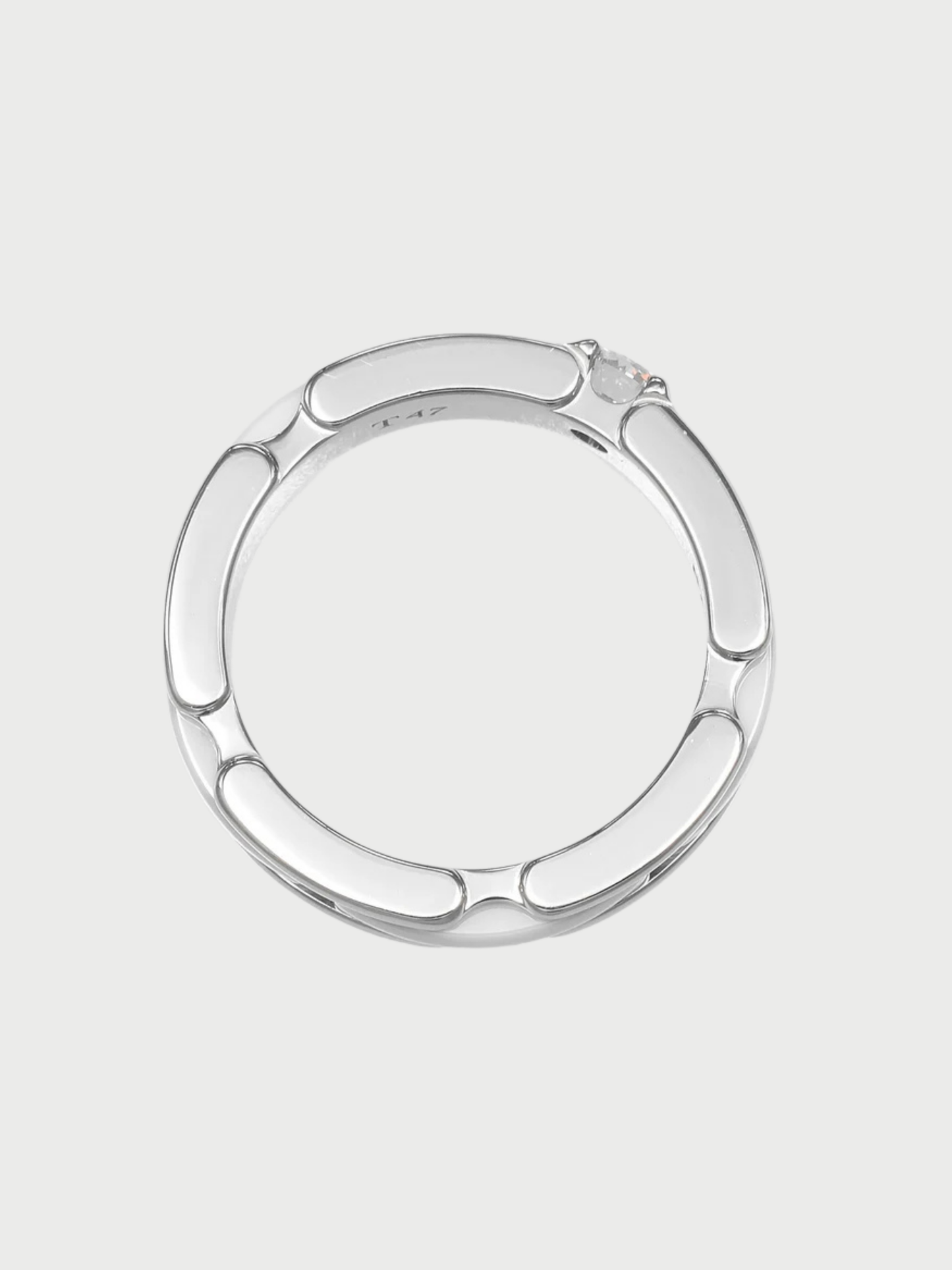 Chanel 2003 White Ceramic 18K White Gold Diamond Ultra Small Ring