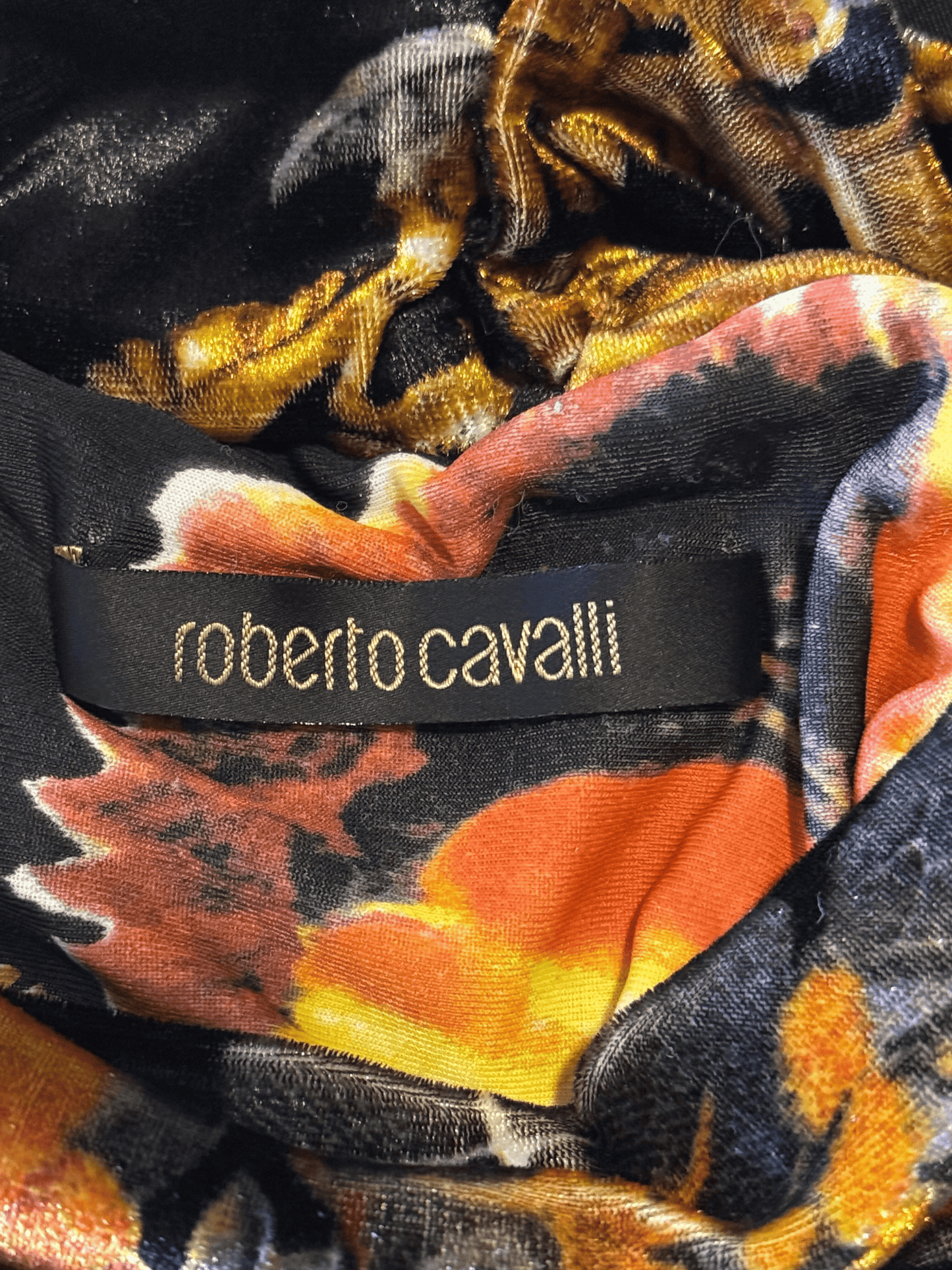 Roberto Cavalli FW 2005 Multicolor Floral Baroque Stretch Dress