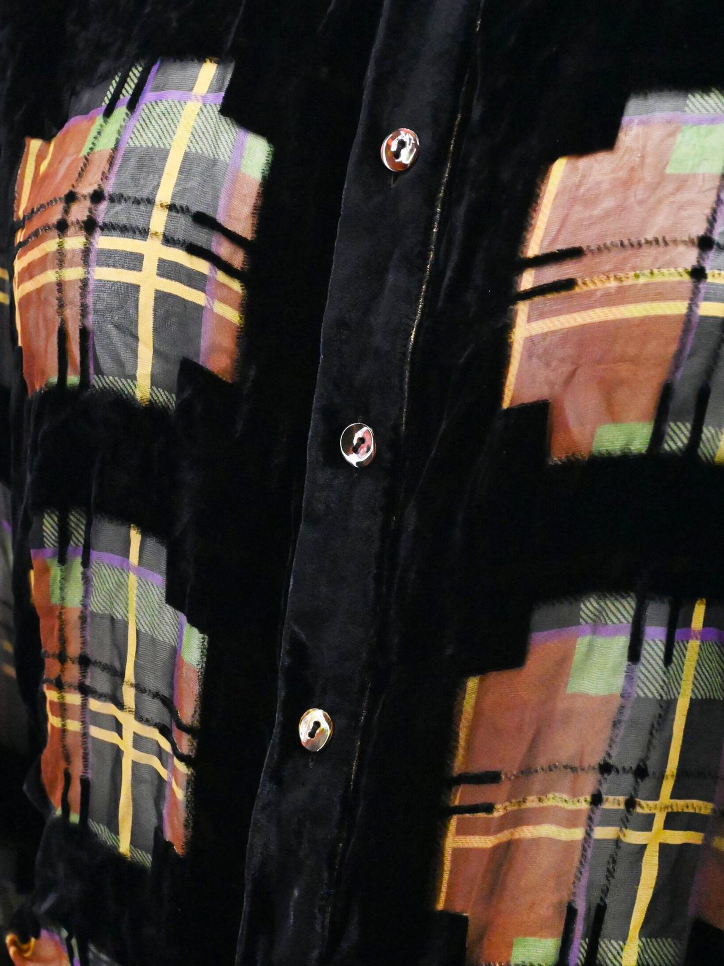 Jean Paul Gaultier FW 2007-2008 Black Velvet and Multicolor Tartan Shirt Dress