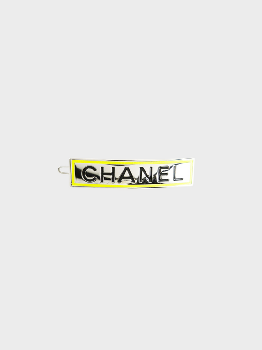 Chanel 2021 Silver Chanel Logo Barrette