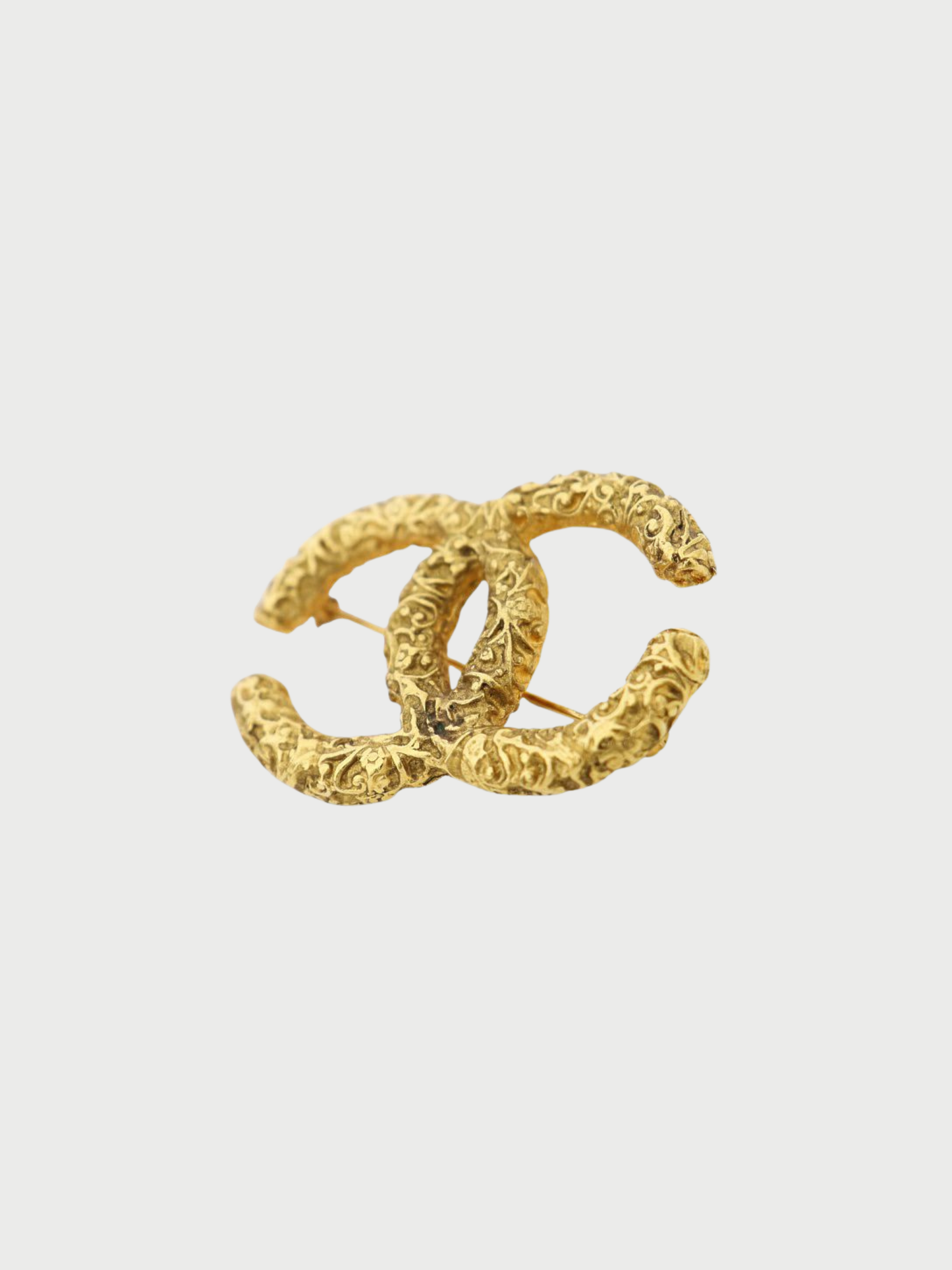 Chanel 2000s Gold Plated Metal COCO Lava Brooch