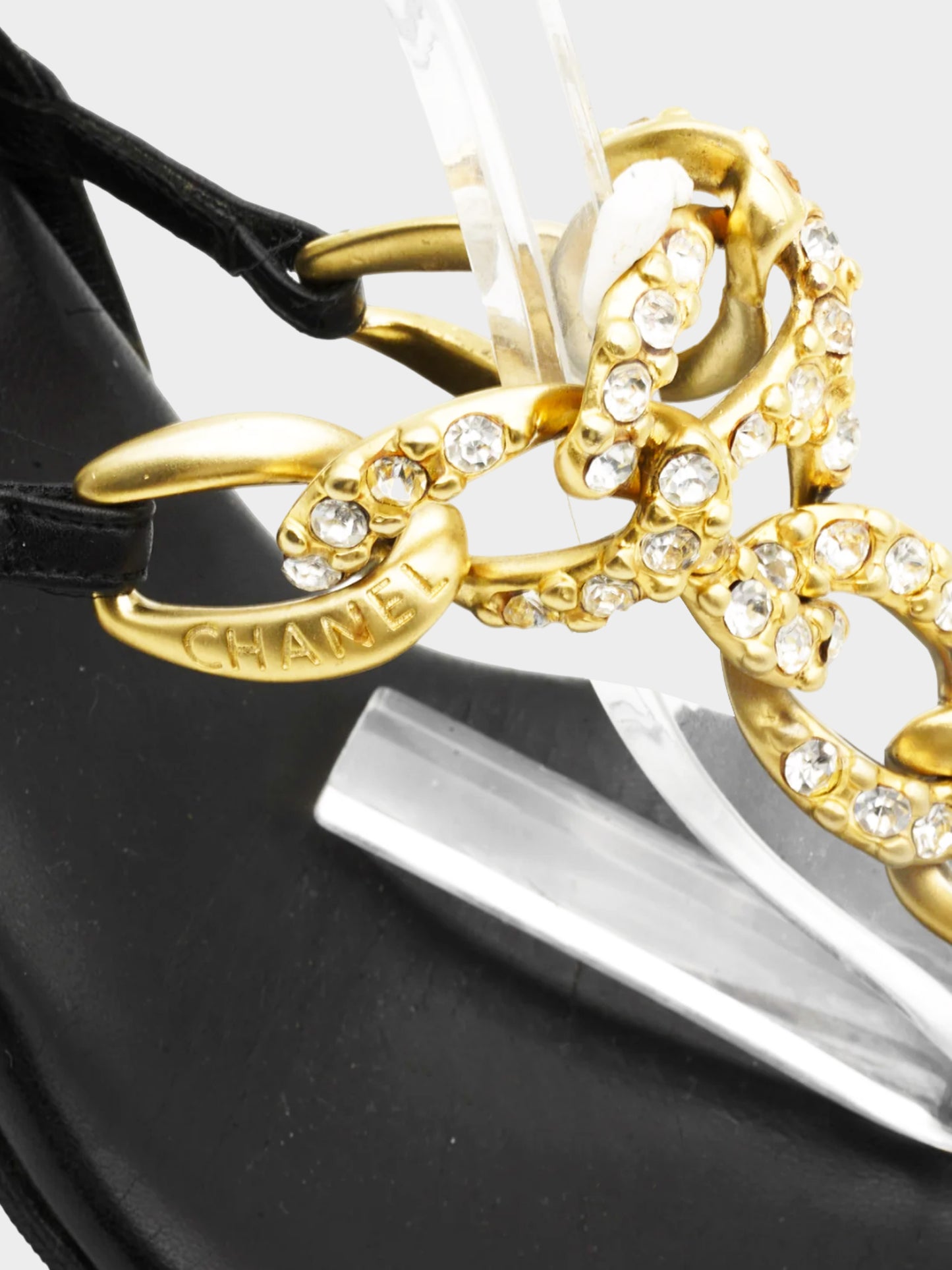 Chanel by Karl Lagerfeld 2000s Black and Gold Chain Heels