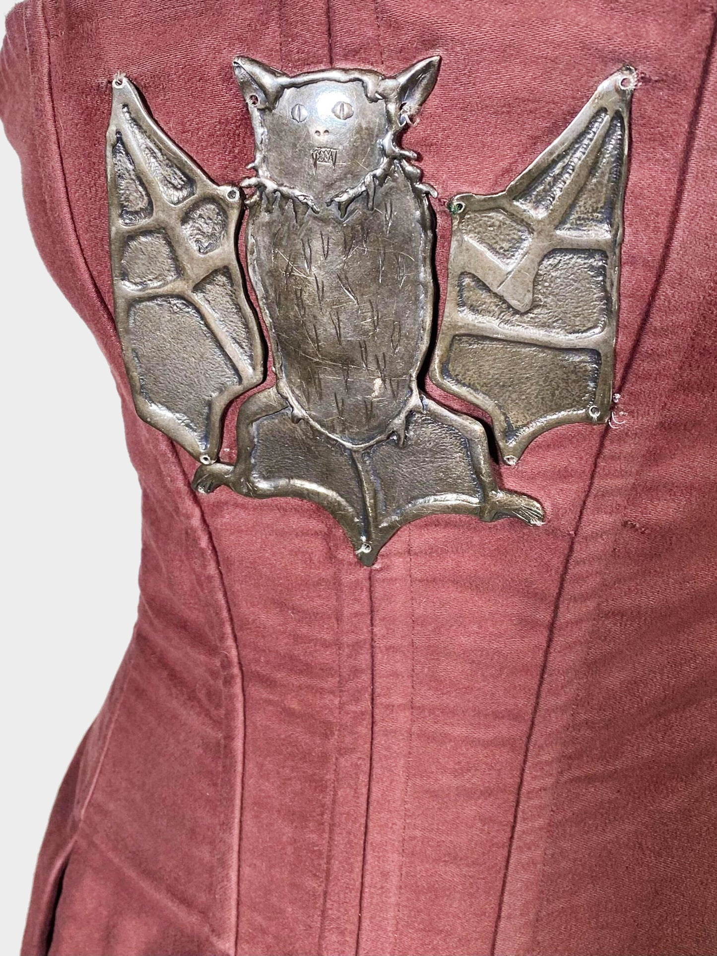 Chloé by Stella McCartney FW 2001 Brown Velvet and Metal Bat Motif Bustier Corset Top