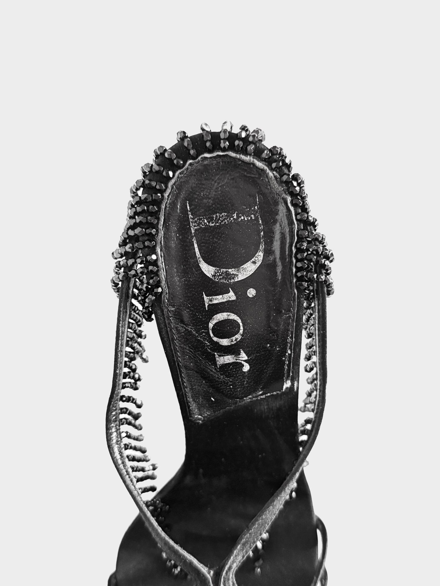 Christian Dior 2000s Black Satin and Beaded Fringe Heels