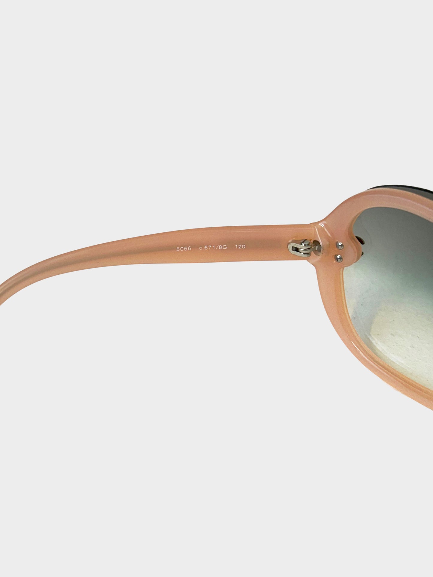 Chanel Early 2000s Pink Frame and Gradient Grey Tinted CC Round Sunglasses