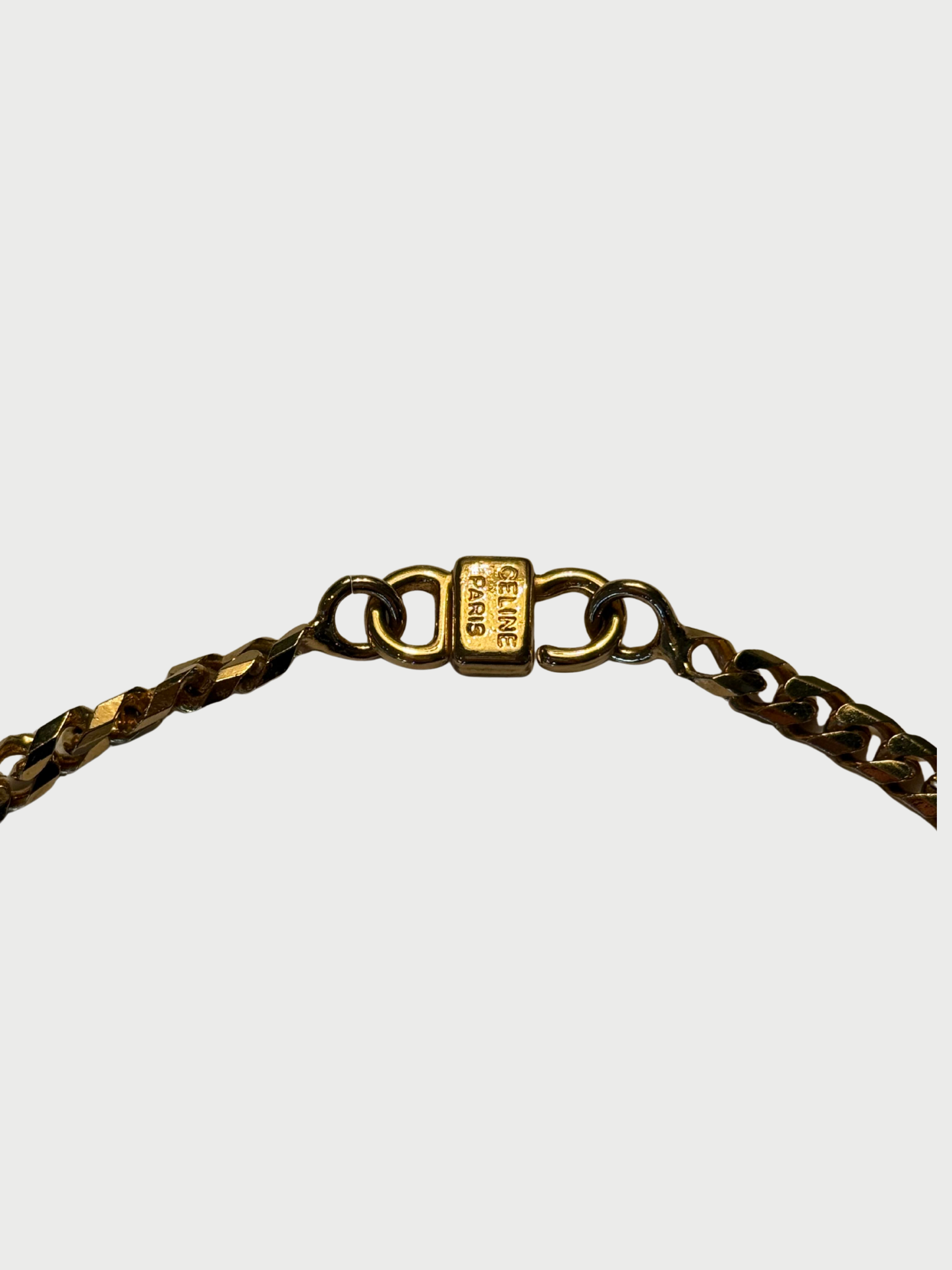 Celine 1990s Gold Triomphe Macadam Curb Chain Choker Necklace