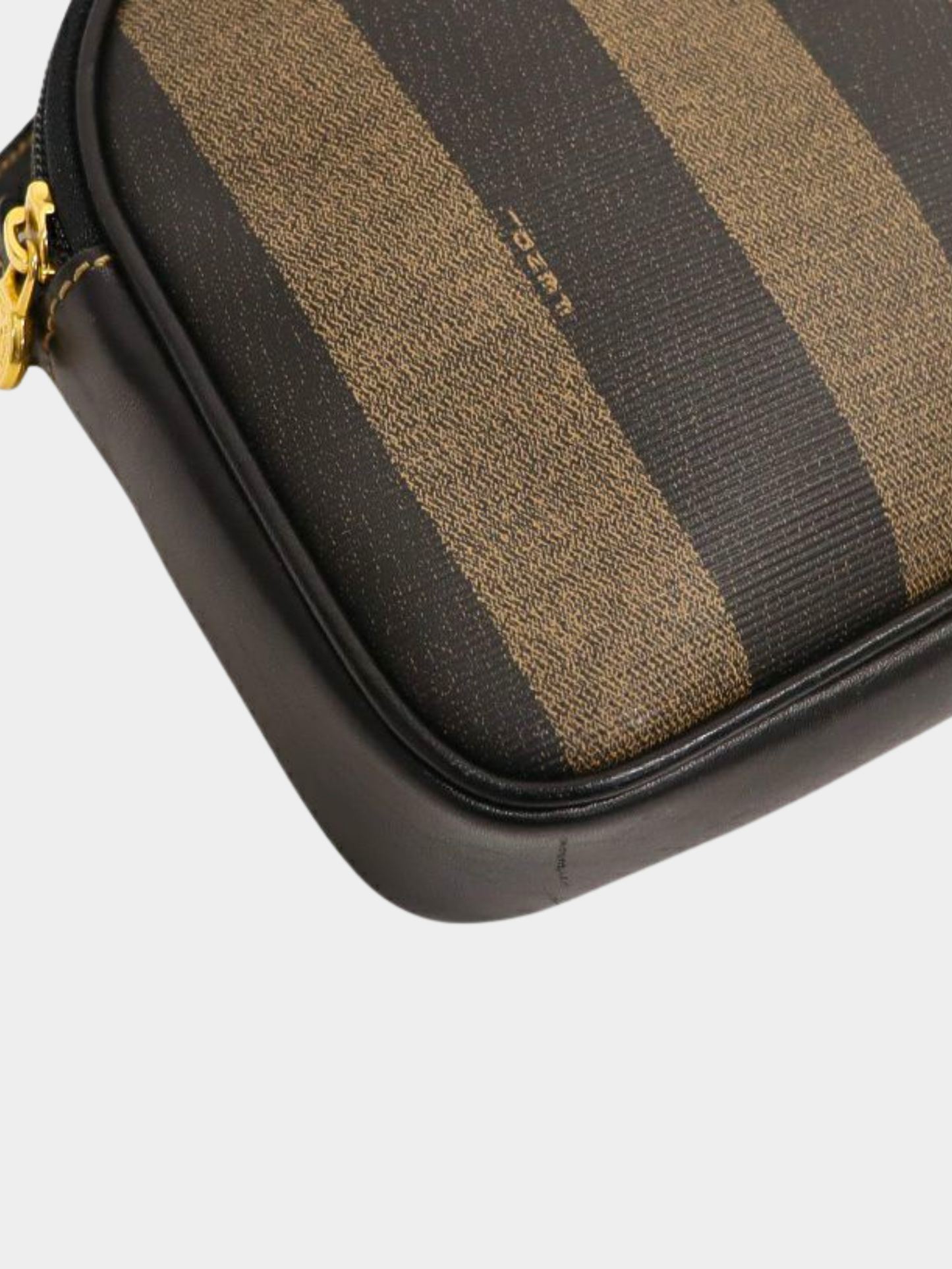 Fendi 1990s Khaki Black Pequin PVC Shoulder Bag