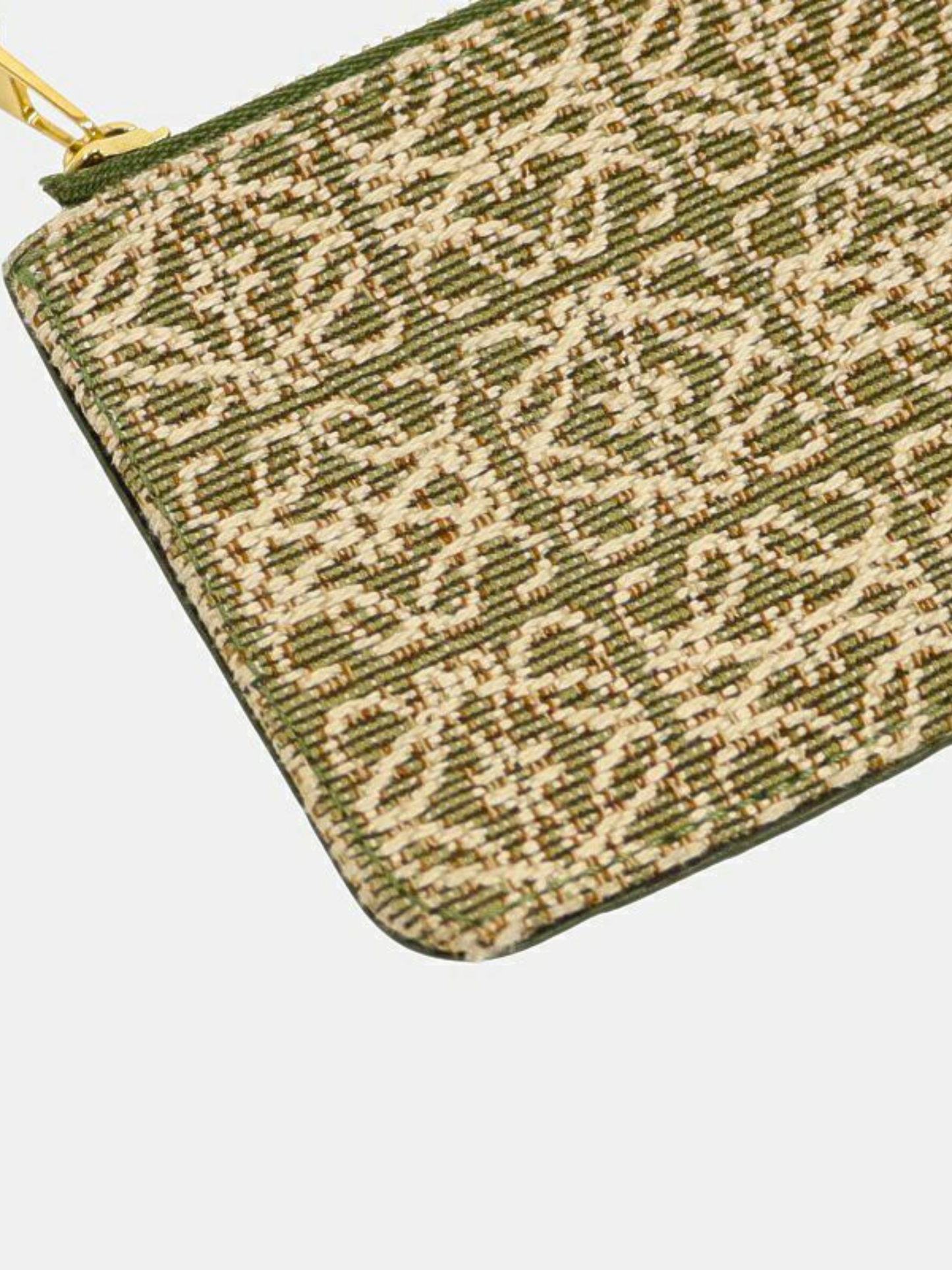 Loewe 2000s Green Anagram Jacquard Canvas and Leather Fragment Case