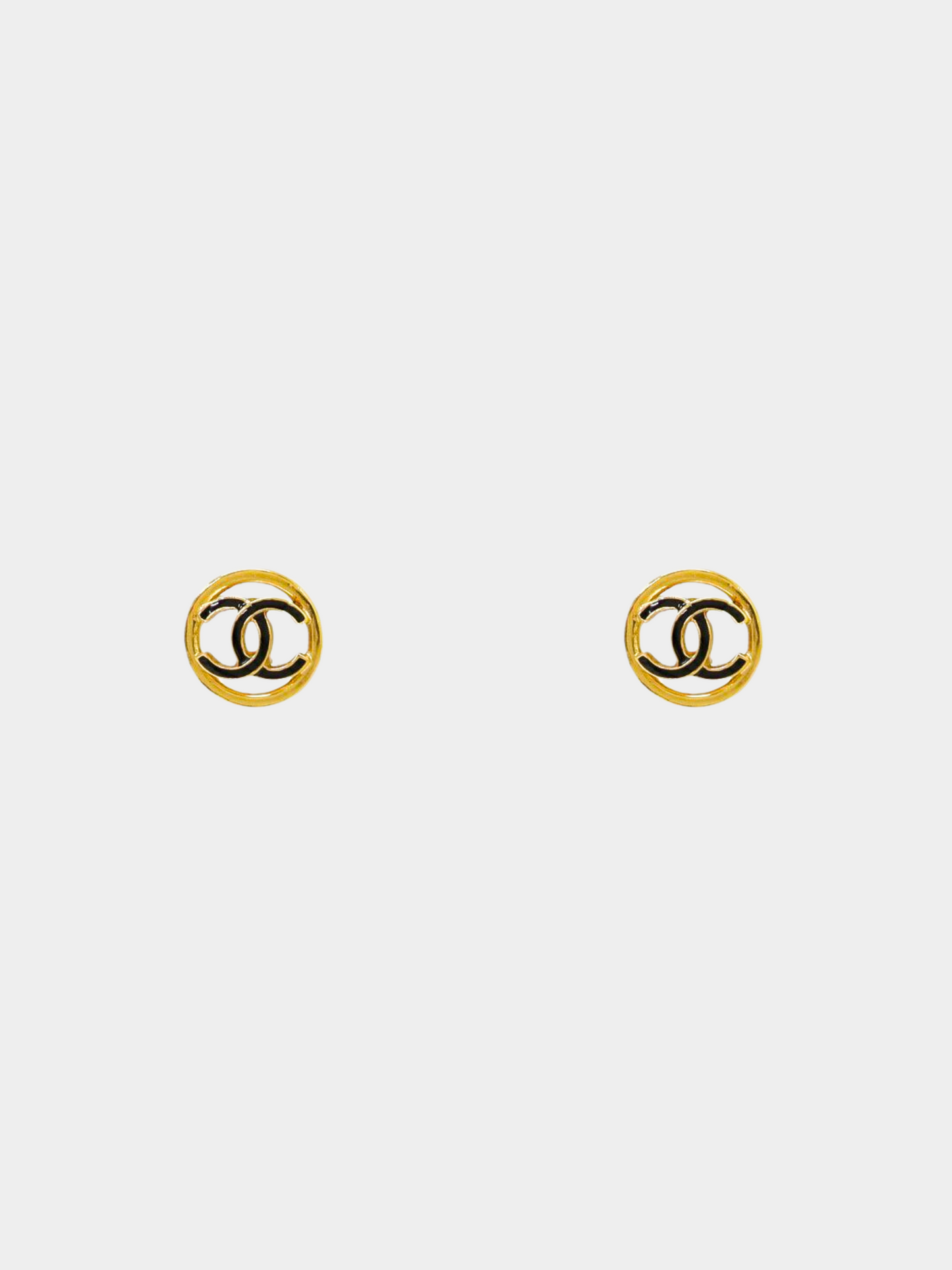 Chanel 2010s Gold CC Round Stud Earrings