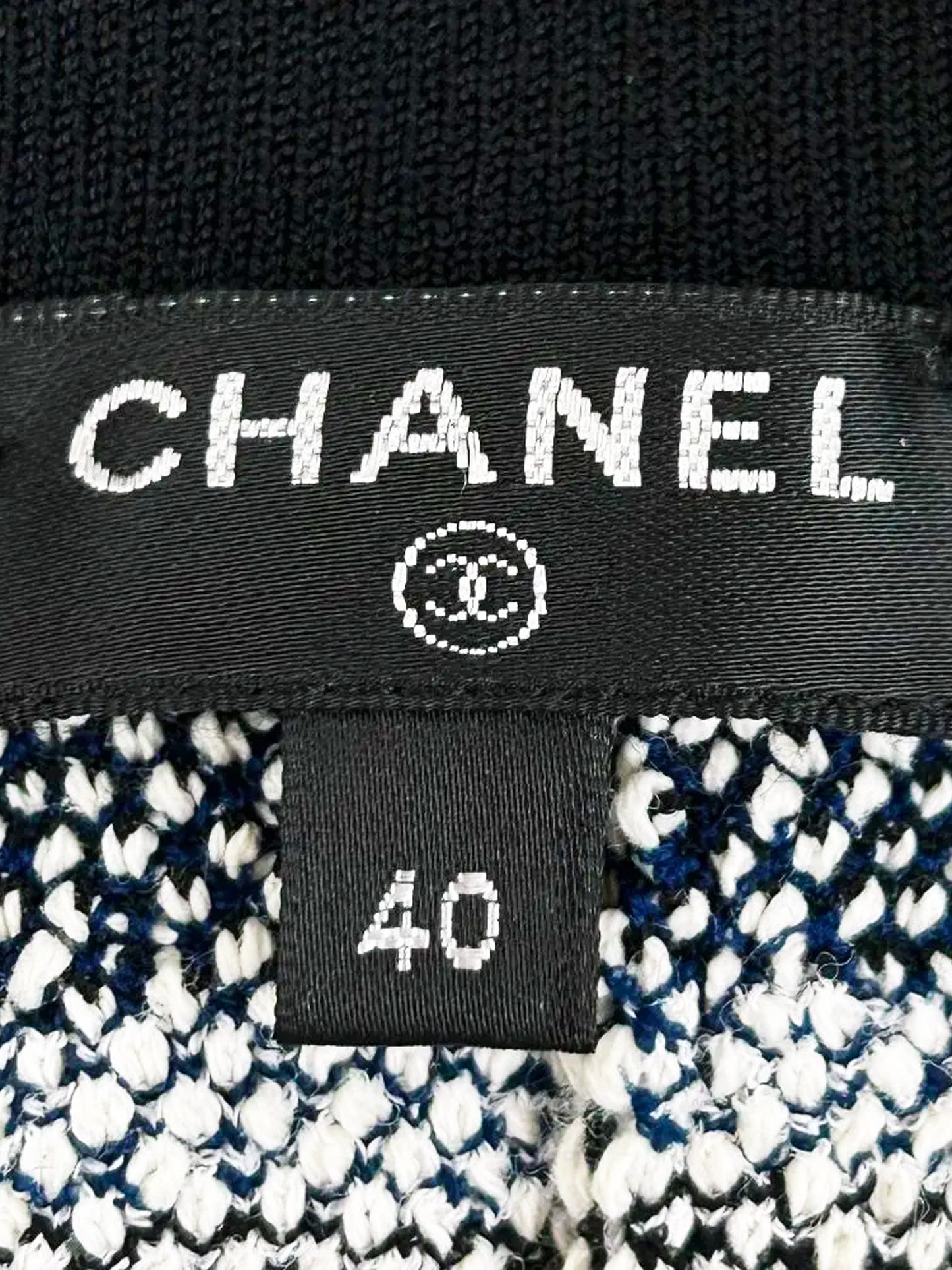 Chanel 2016 Navy, White and Black Pleated Knit Skirt