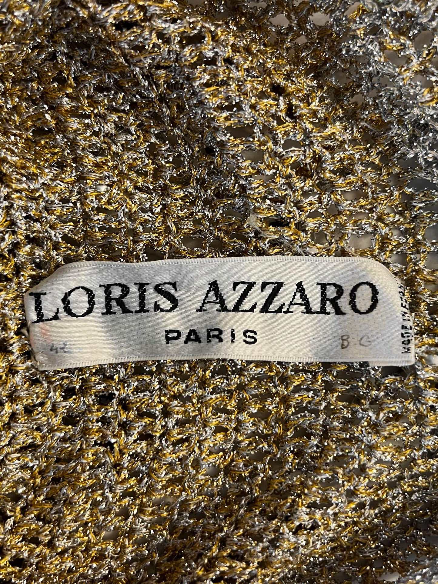 Loris Azzaro 1970s Metallic Gold and Silver Beaded Lurex Crochet Top