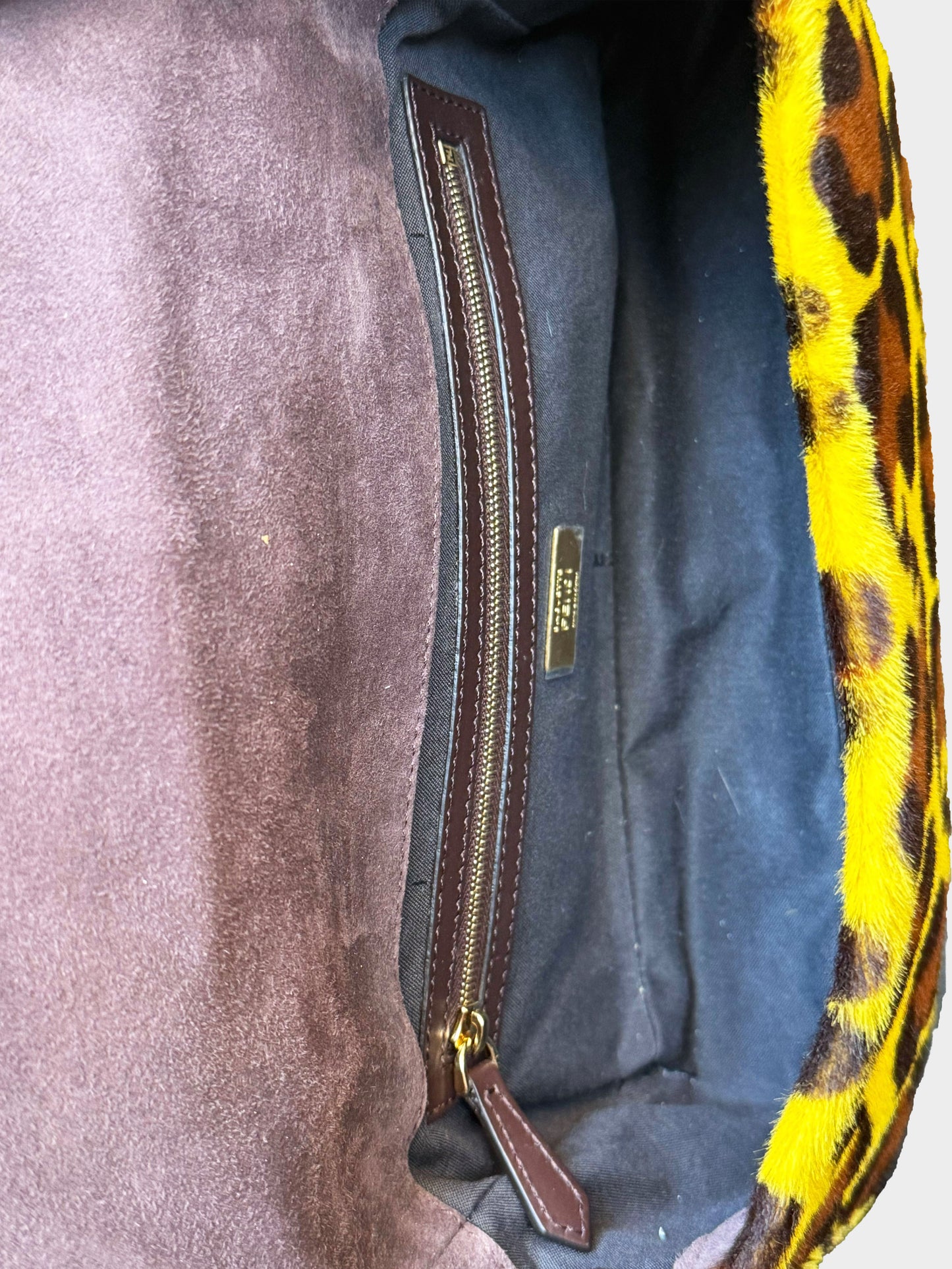 Fendi 2020 Yellow Pony Hair Cheetah Baguette