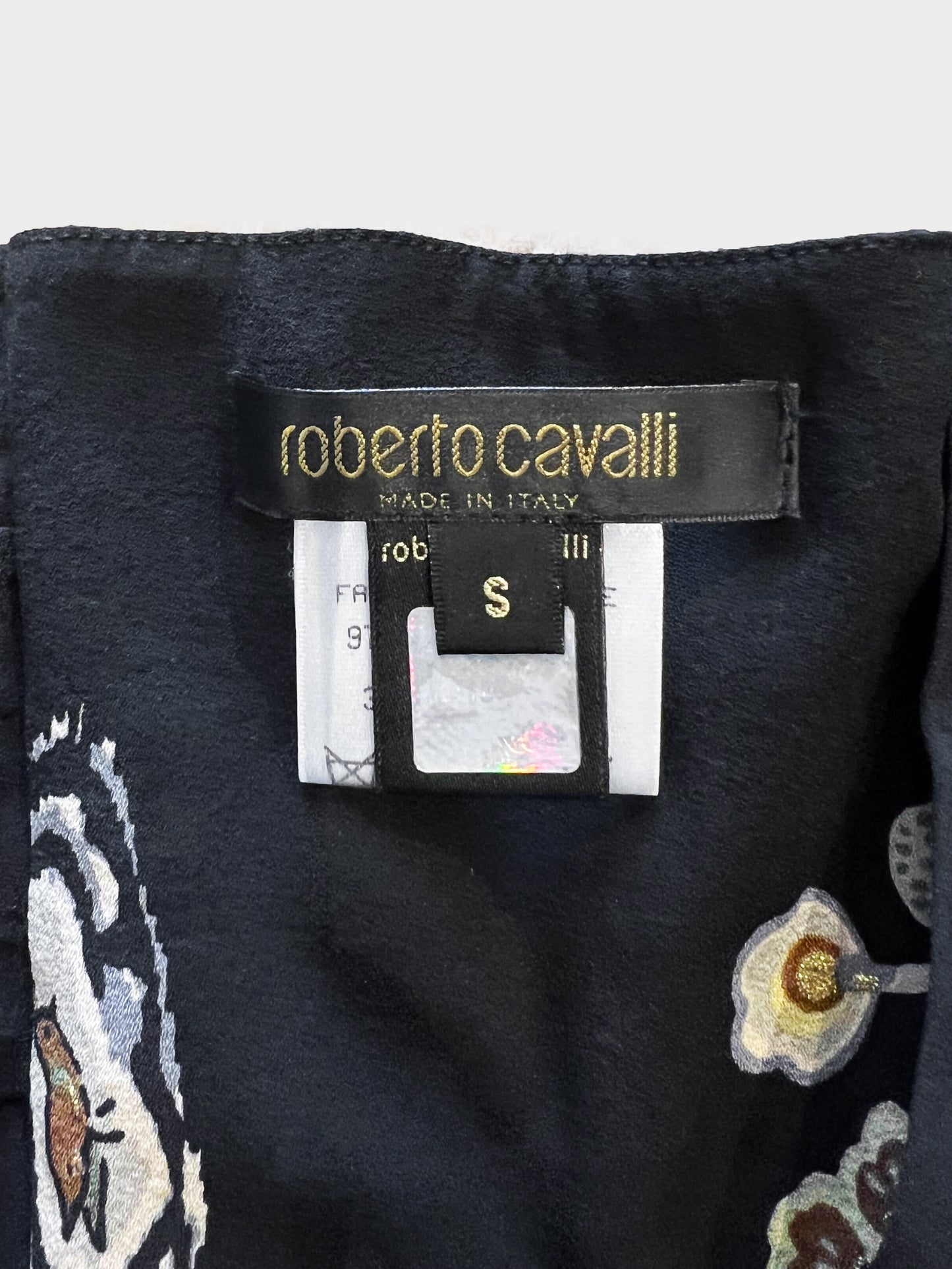 Roberto Cavalli SS 2003 Green and Black Chinoiserie Floral Print Silk Kimono and Skirt Set