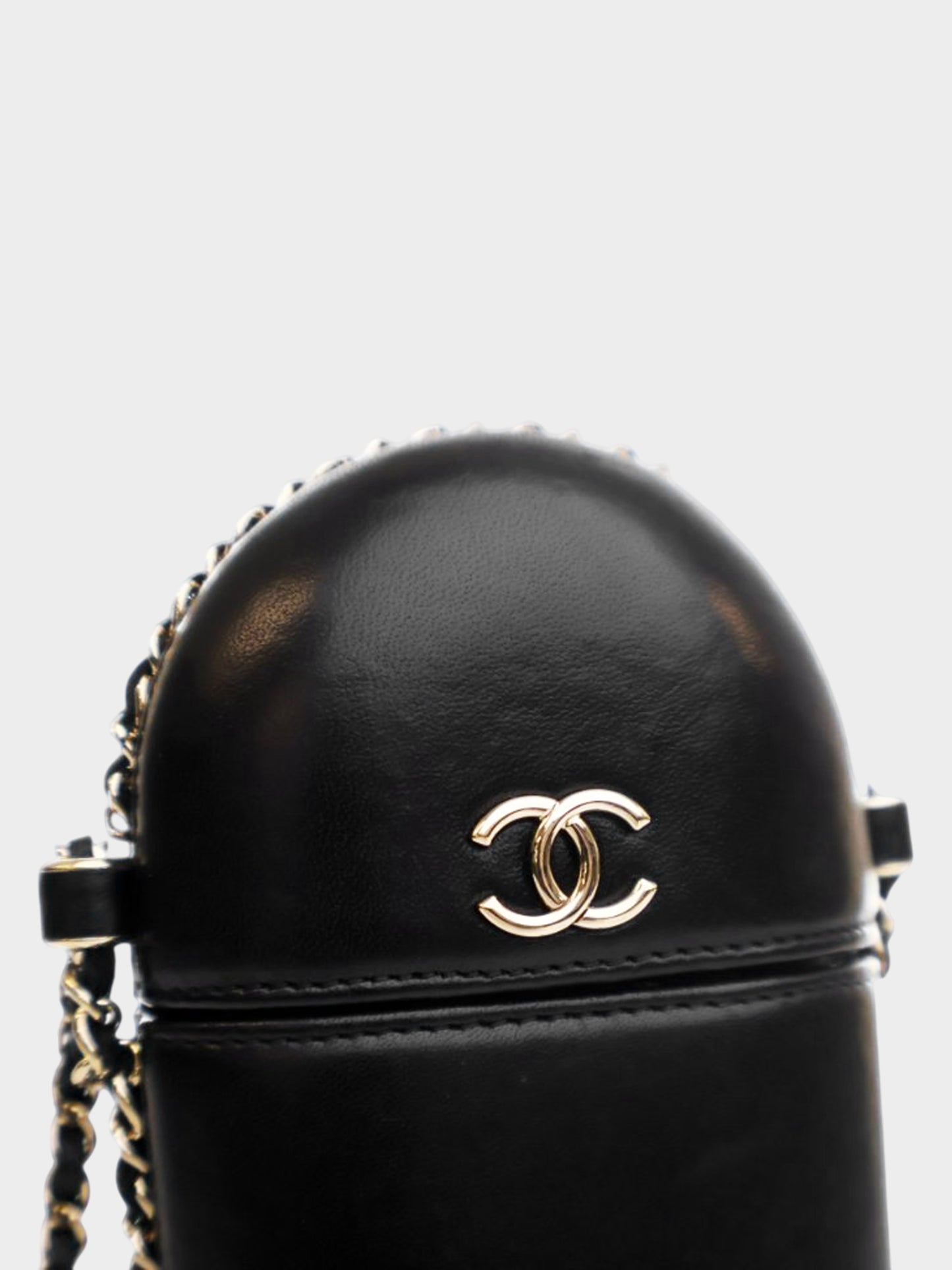 Chanel 2015-2016 Black Lambskin Chain Around Phone Holder