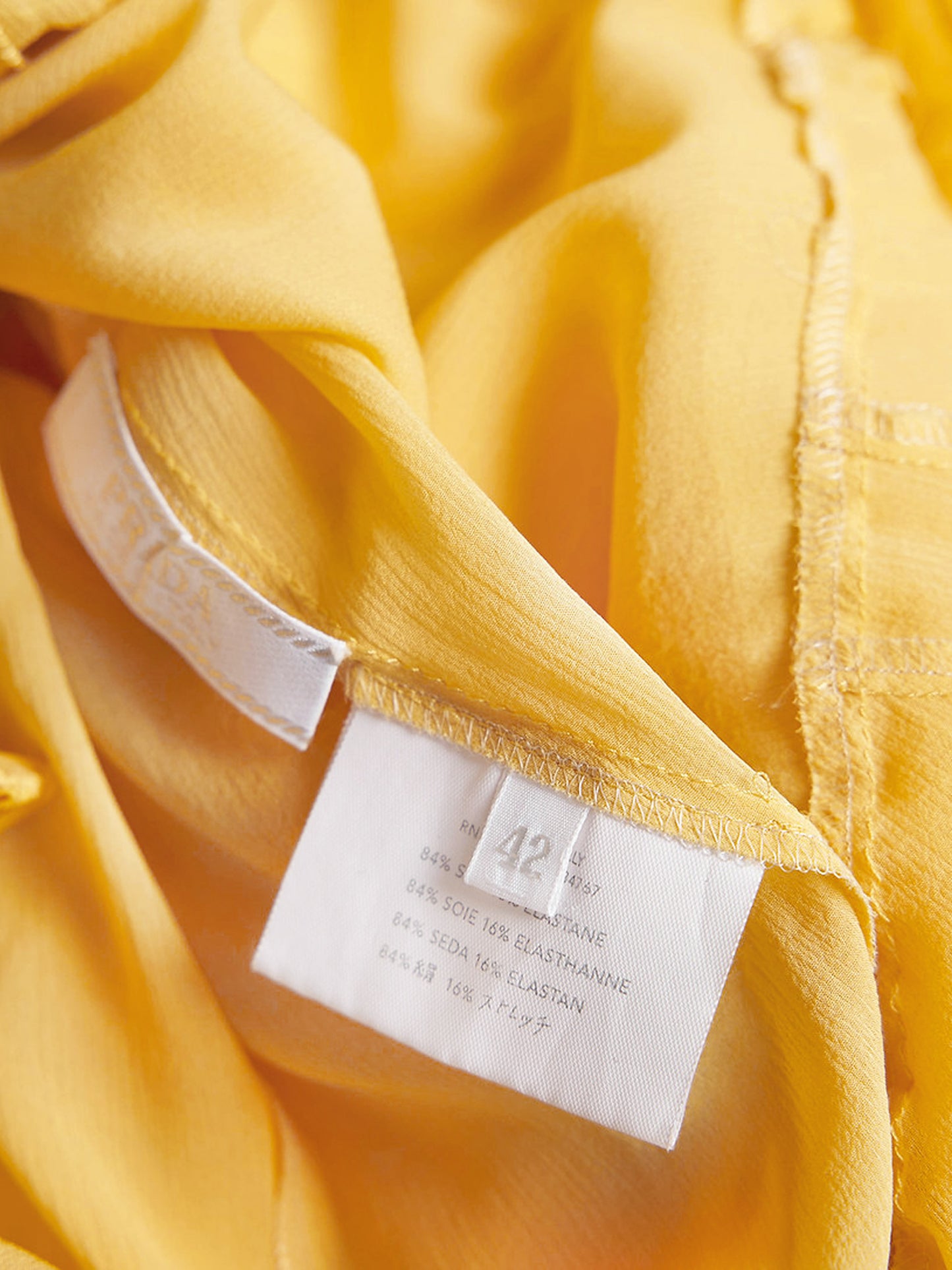 Prada FW 2000 Yellow Layered Ruffle Silk Dress