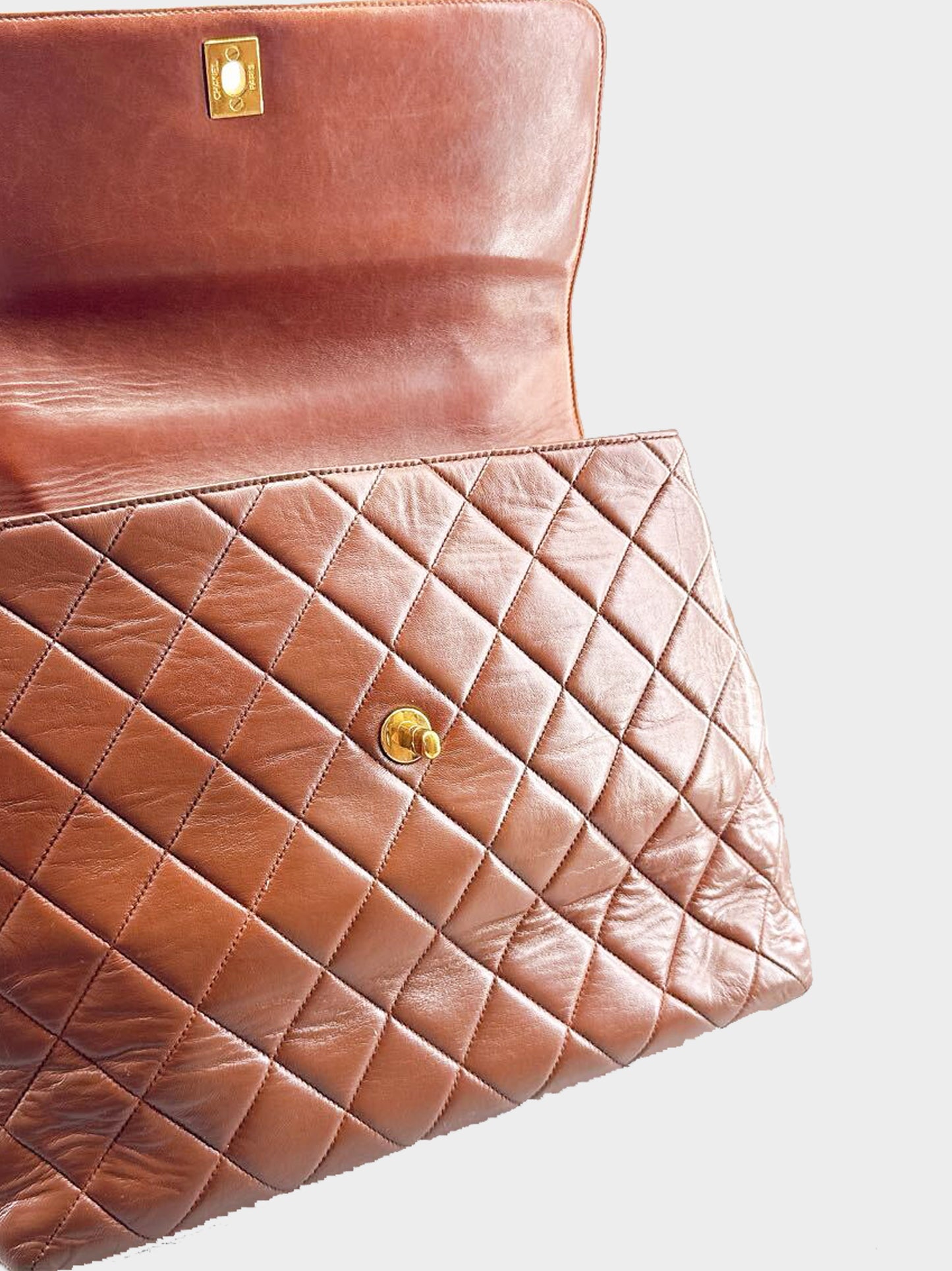 Chanel 1990s Brown Lambskin Kelly Flap Bag