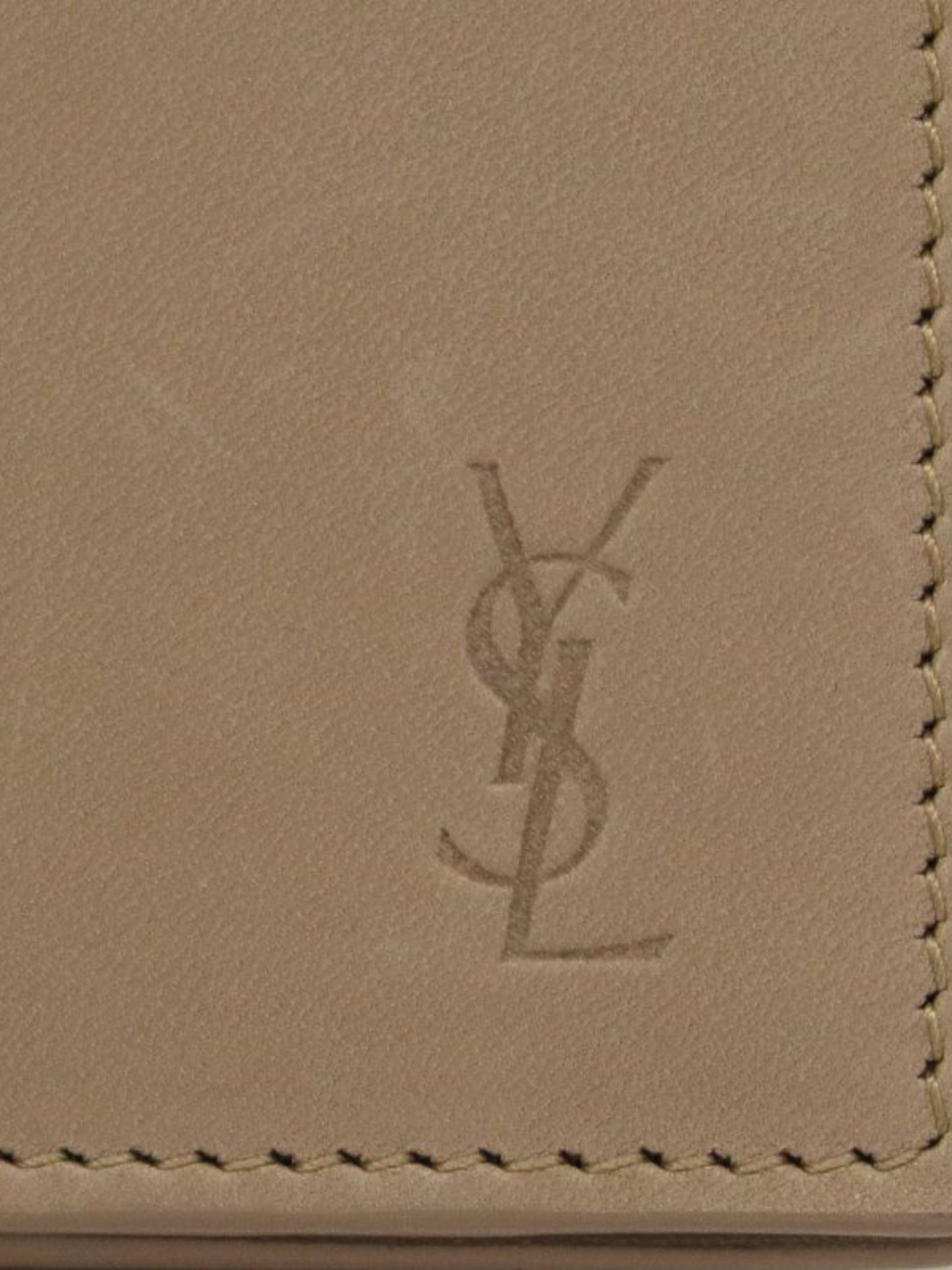 Yves Saint Laurent 2000s Beige Leather Logo Card Case