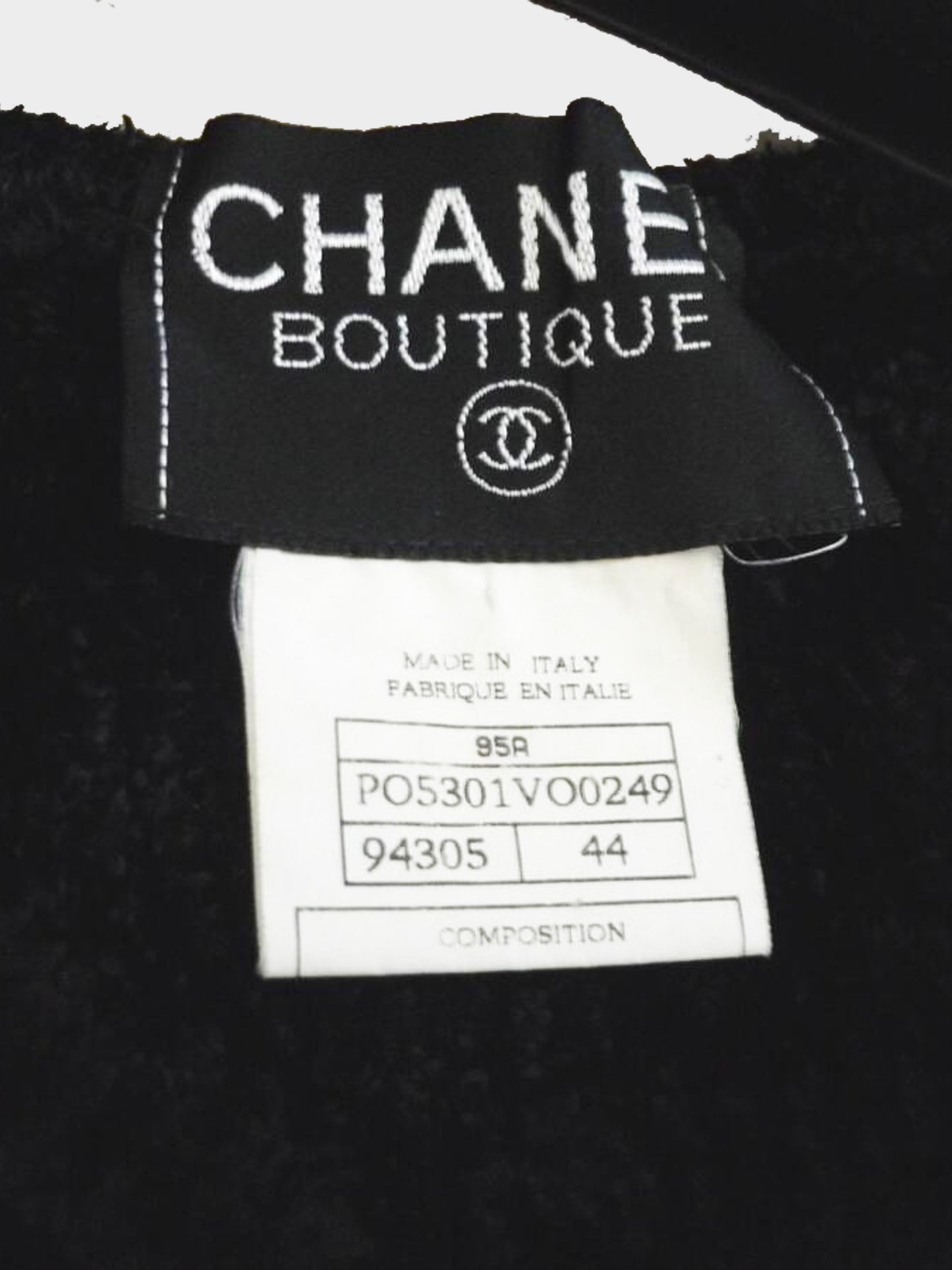 Chanel FW 1995 Rare Black COCO Mark Velvet Vest