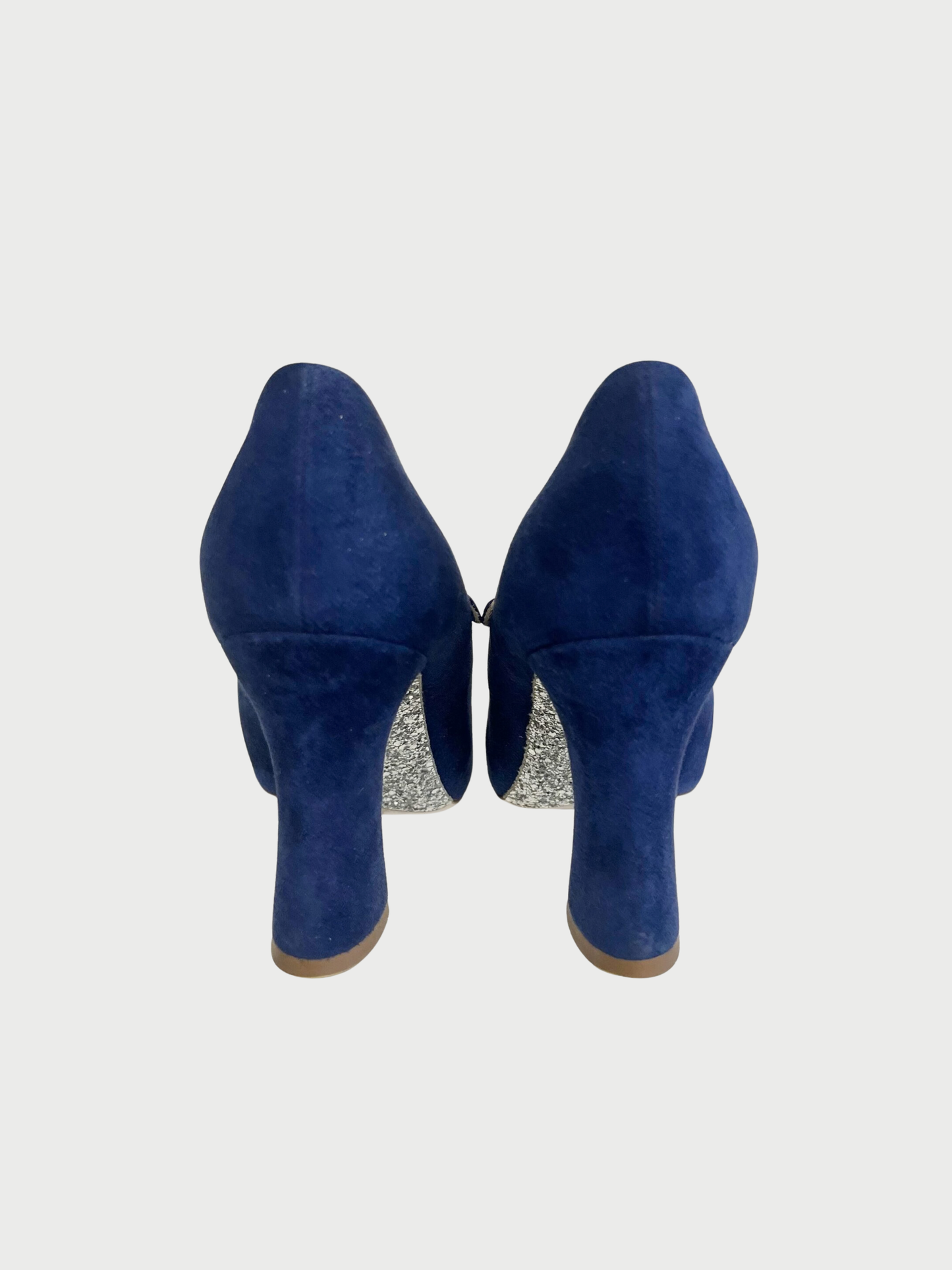 Miu Miu 2010s Navy Suede Leather Mary Jane Pumps