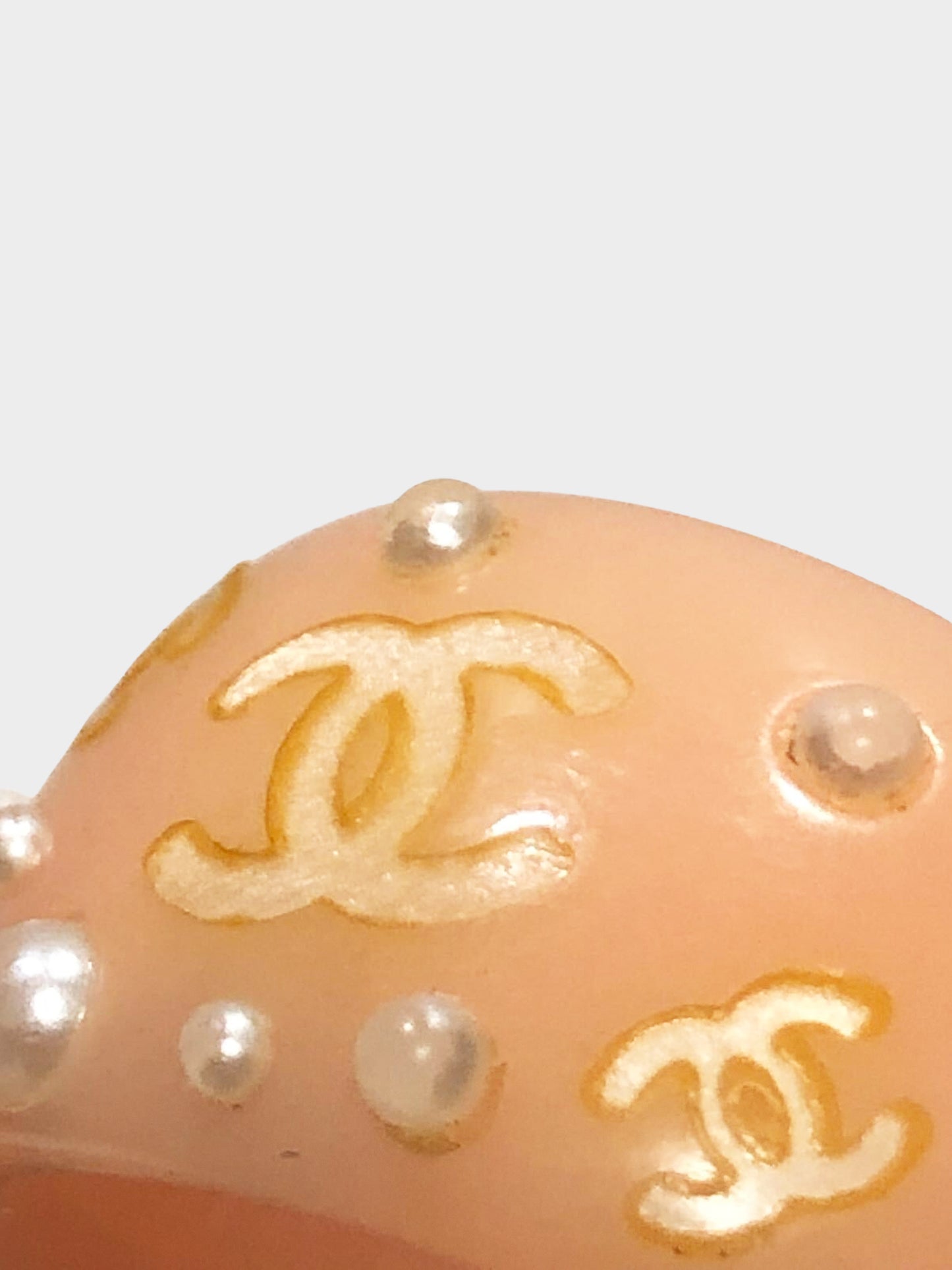 Chanel Spring 2003 Pink Beige CC and Pearls Resin Ring