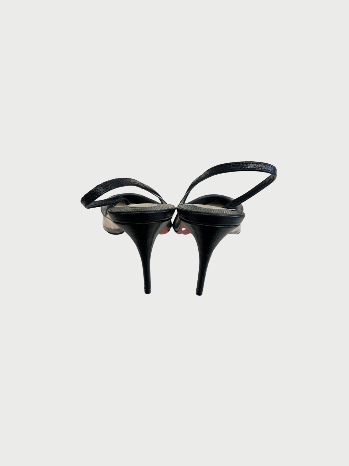 Christian Louboutin 2020s Black Leather PVC Optisexy 70 Slingback Heels