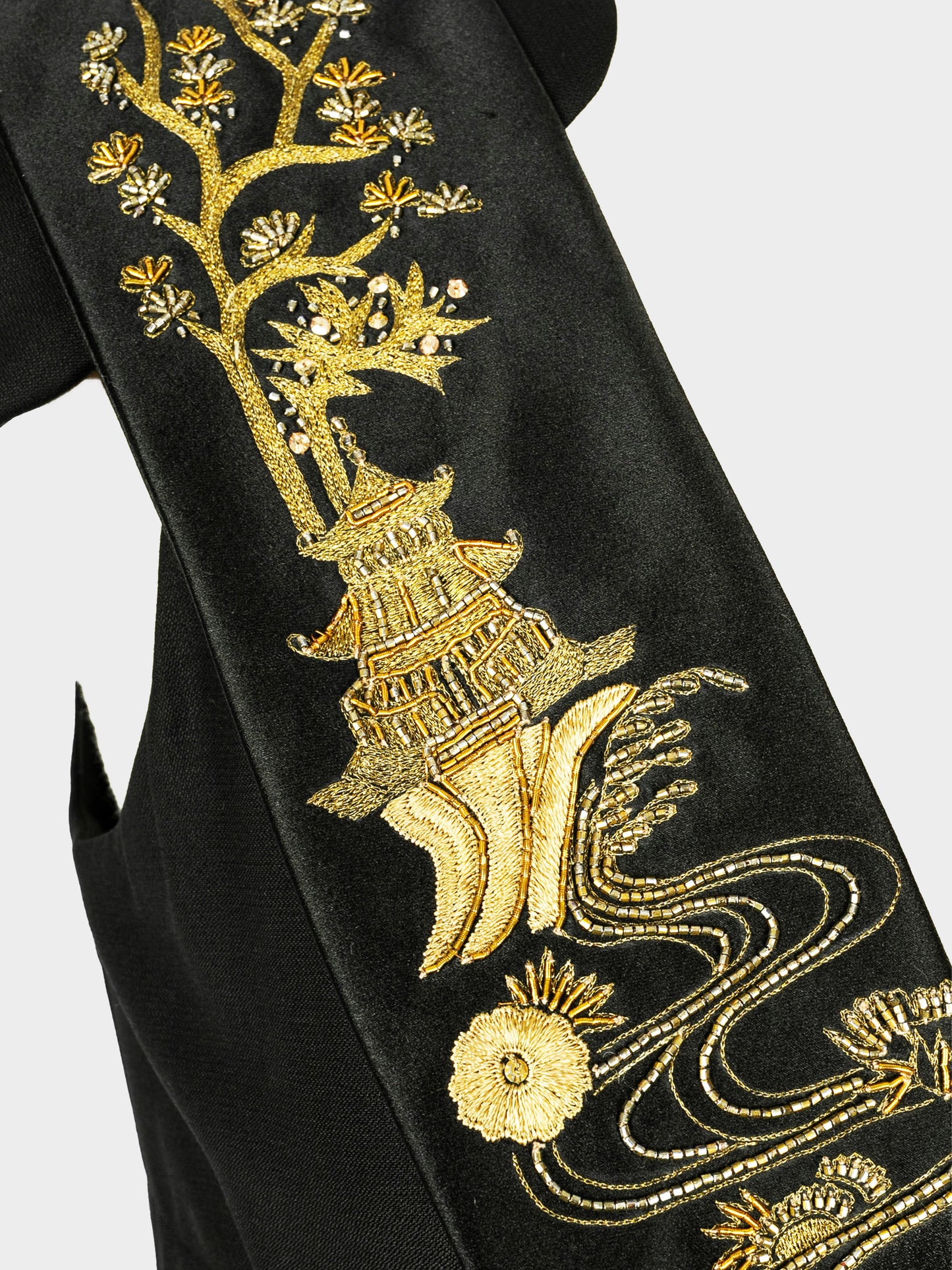 Alexander McQueen Resort 2011 Black and Gold Embroidered Mid-length Dress
