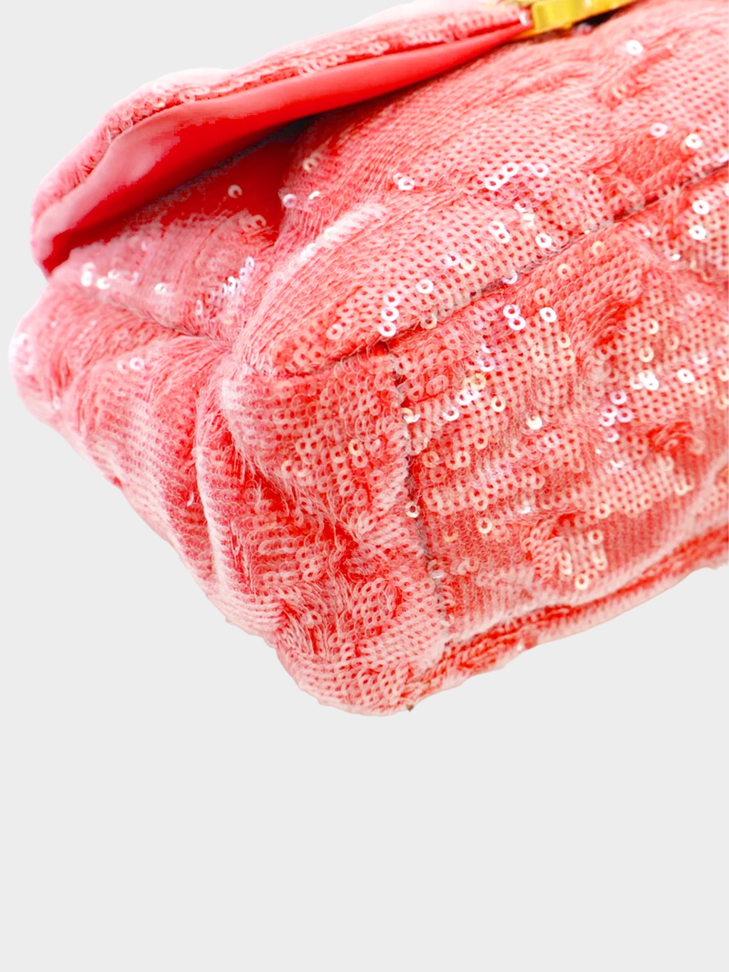 Chanel 2020-2021 19' Coral Pink Sequins Quilted Small Flap Bag
