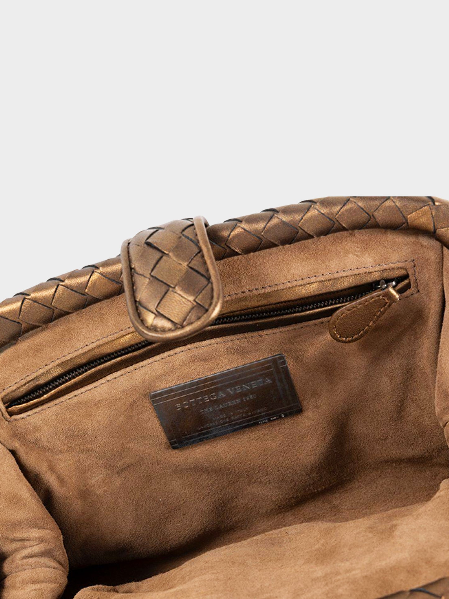 Bottega Veneta 1980s Metallic Brown Nappa Intrecciato Lauren Frame Clutch Bag