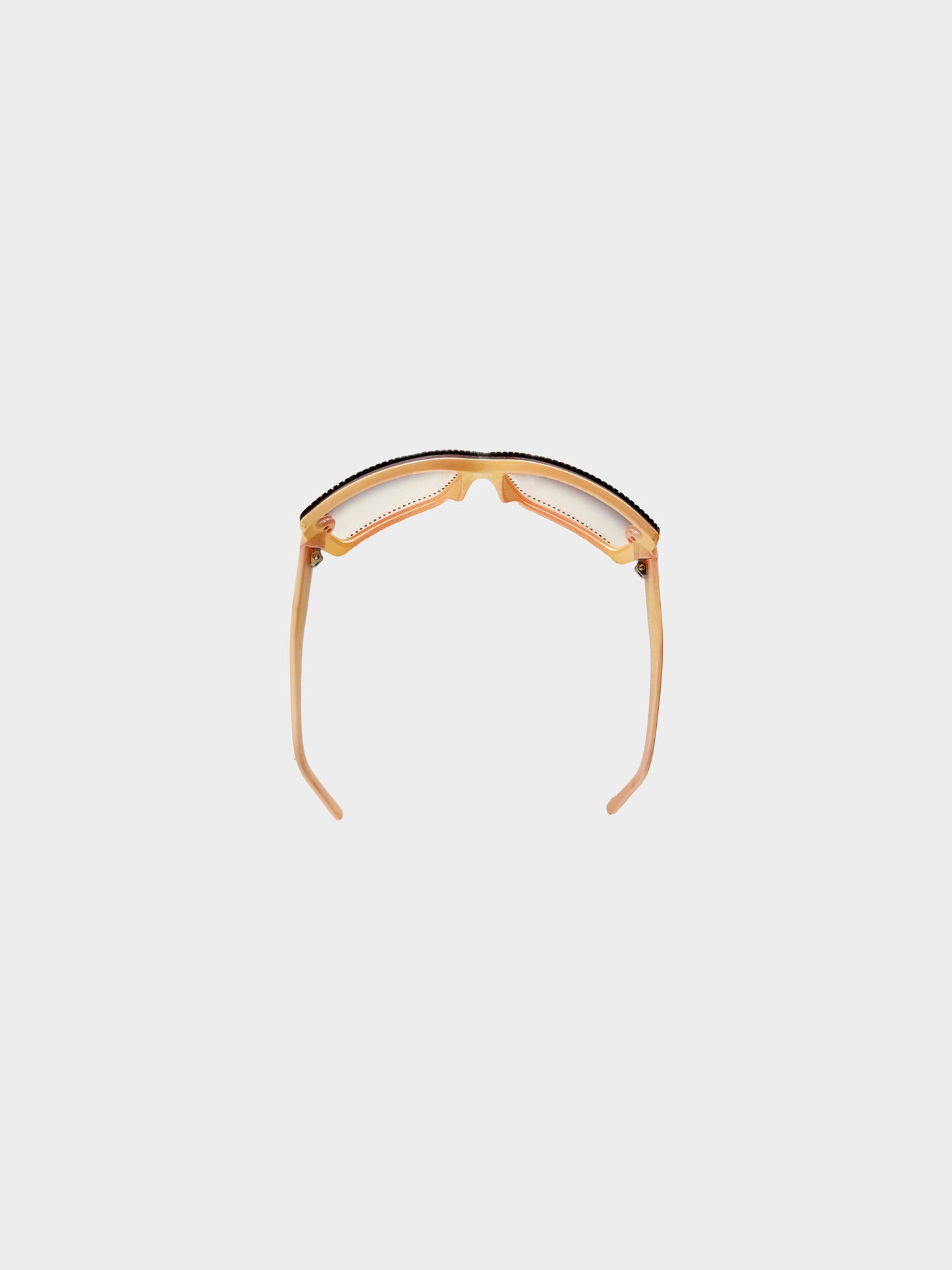 Chanel Early 2000s Pastel Orange Rhinestone CC Rimless Sunglasses