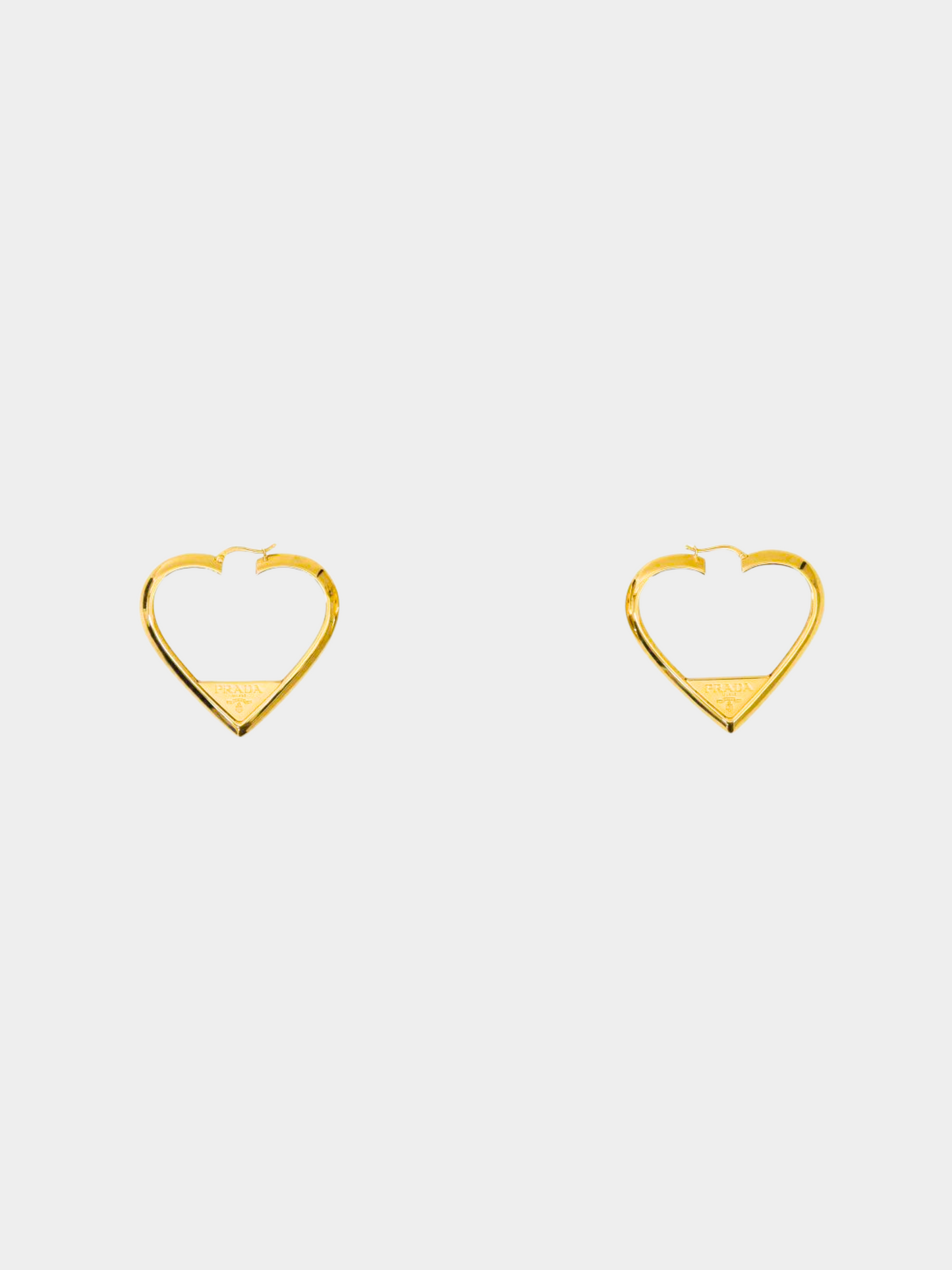 Prada 2000s Gold Heart Hoop Earrings