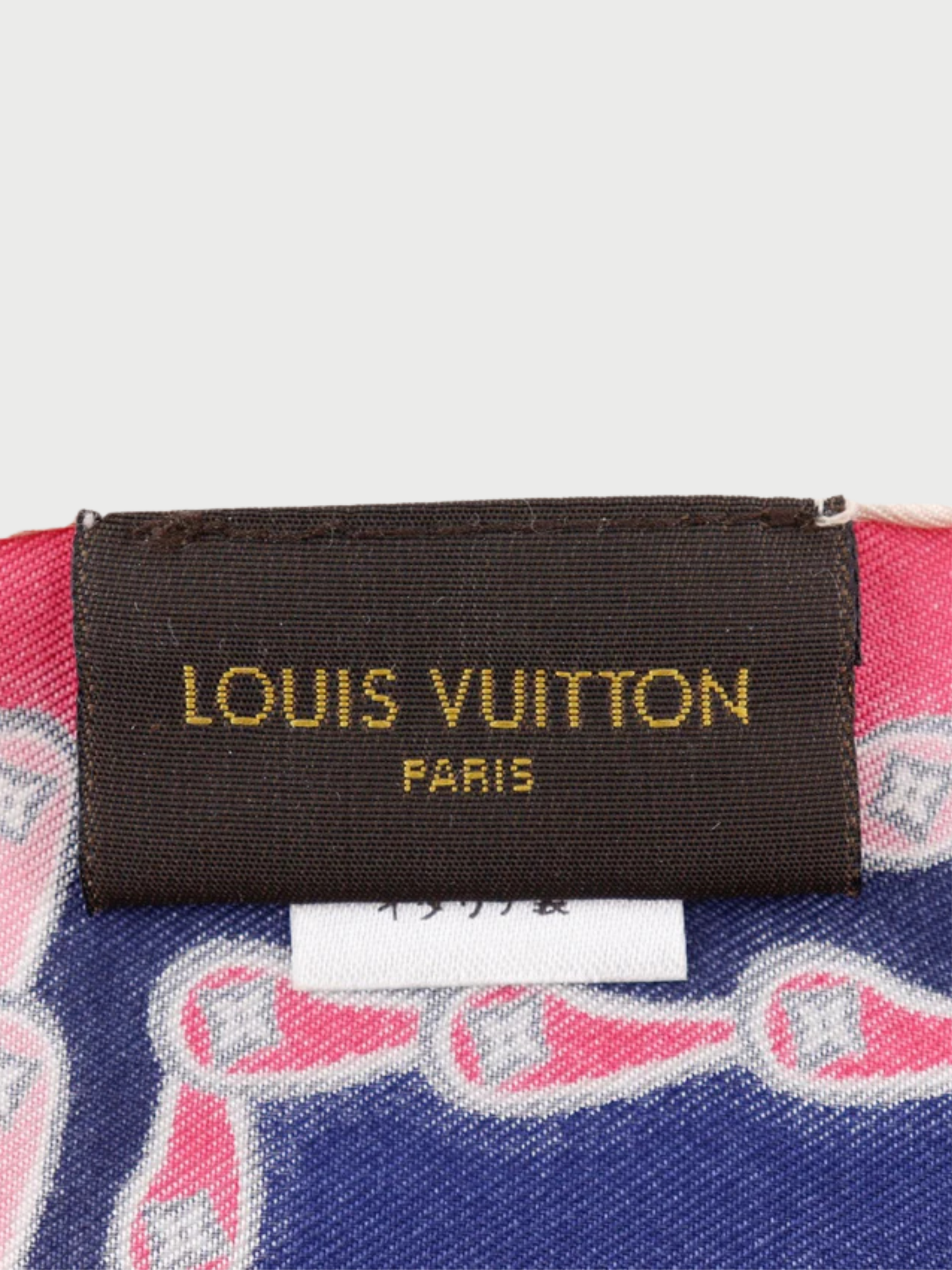 Louis Vuitton 2016 Navy Raspberry Pink Silk Monogram Coral Shawl