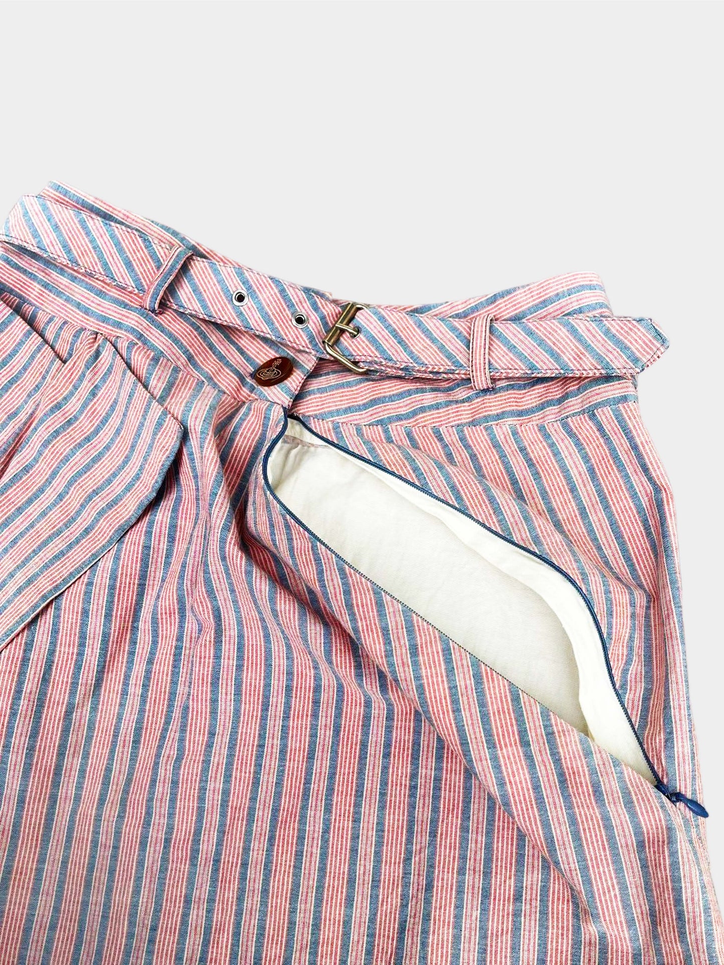 Vivienne Westwood 2004 Striped Deformed Linen Skirt