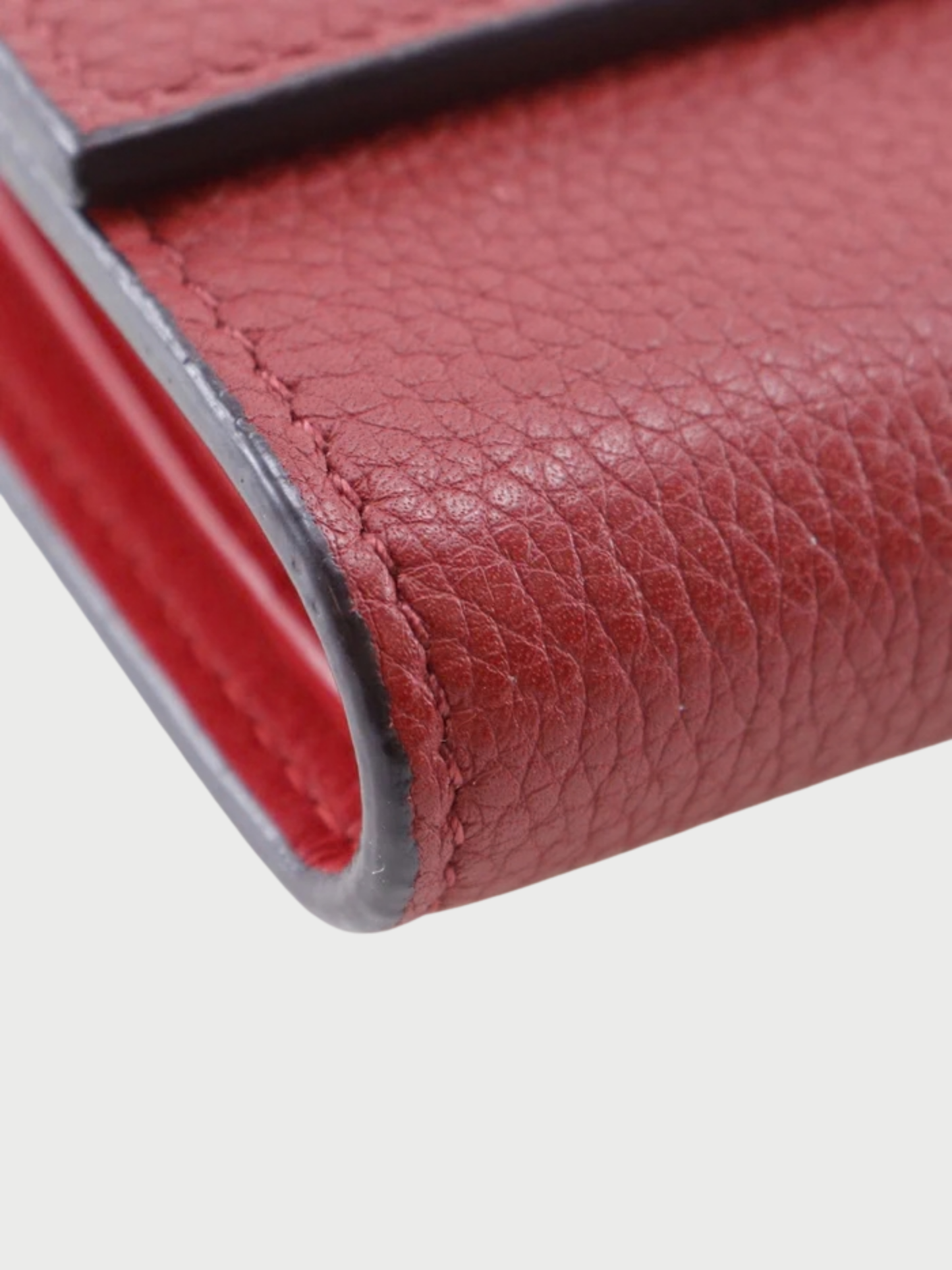 Celine 2010s Red Leather Small Folded Multifunction Tri-Fold Wallet