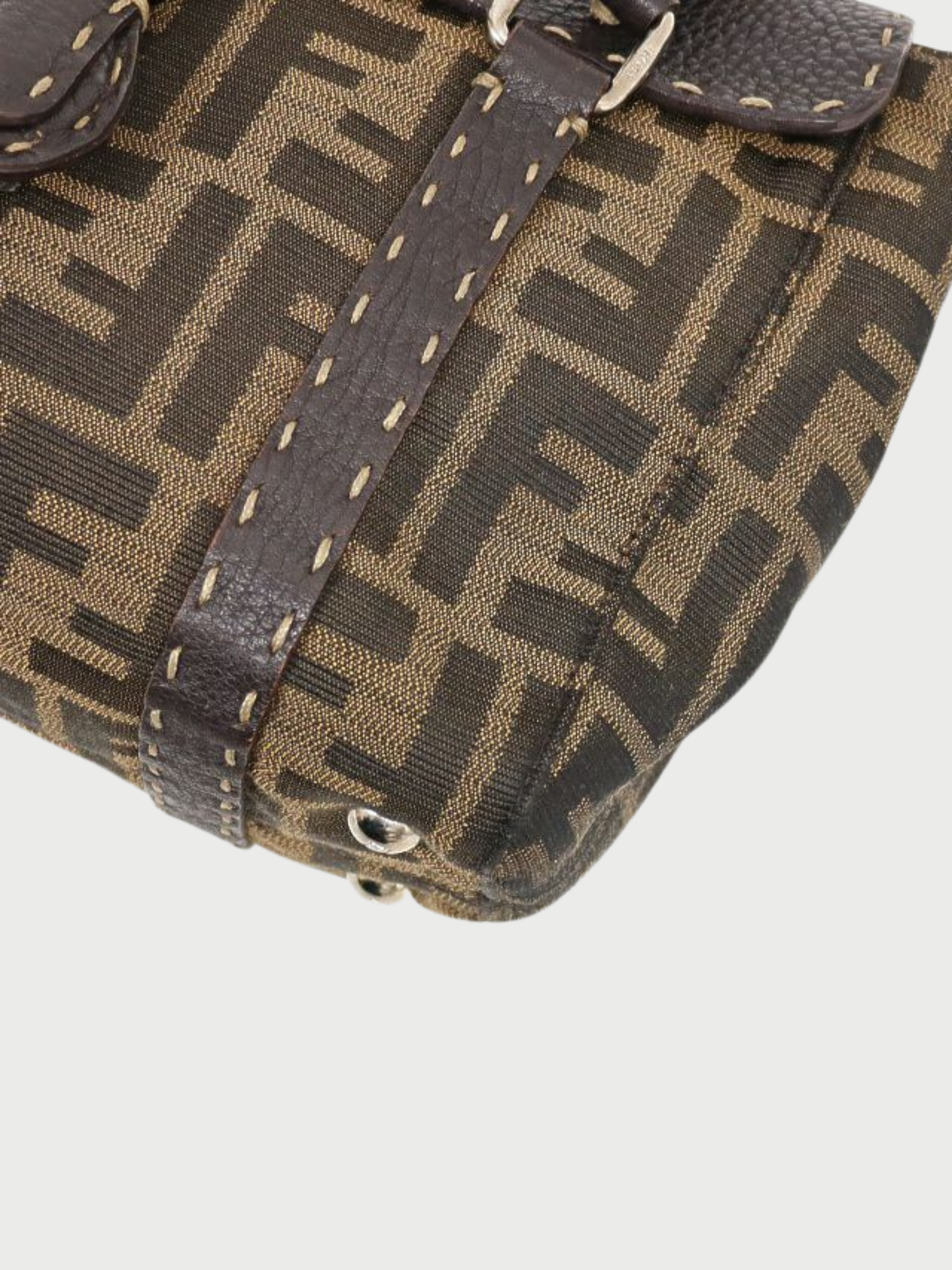 Fendi 2000s Brown Zucca Canvas Leather Handbag