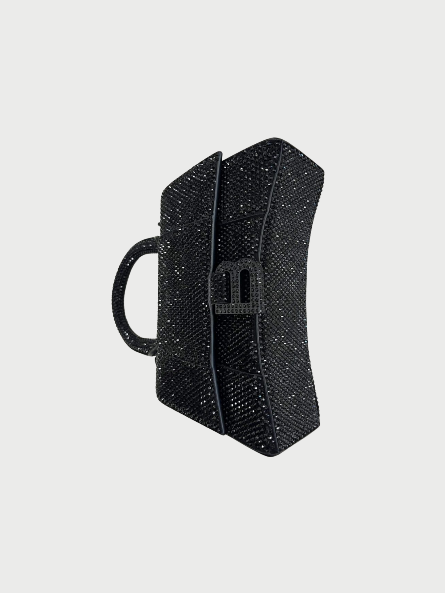 Balenciaga 2022 Black Crystal Suede XS Hourglass Bag