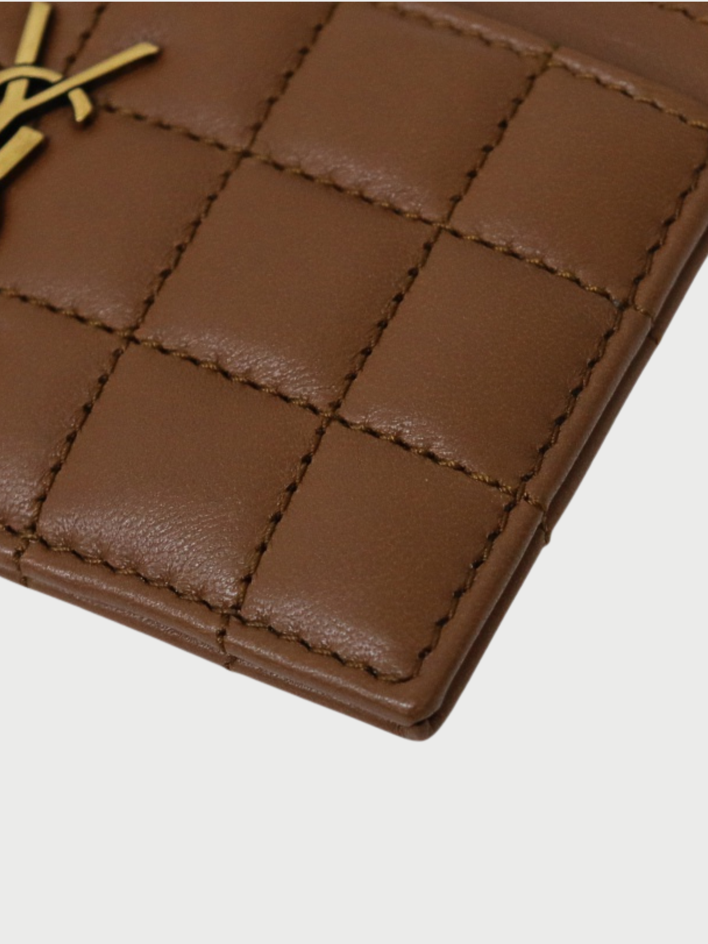 Yves Saint Laurent 2000s Brown Leather Logo Card Case