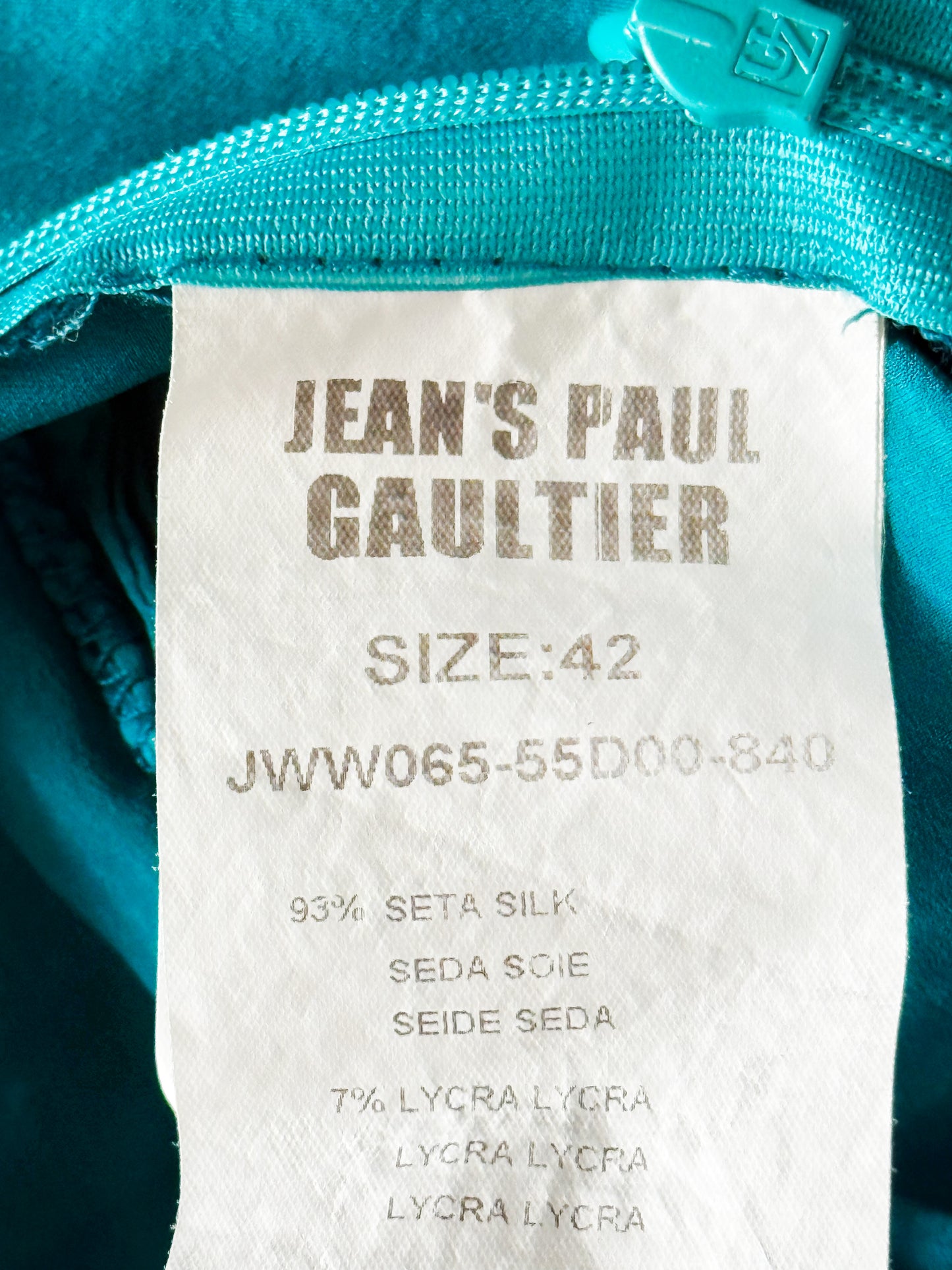 Jean Paul Gaultier 2000s Teal Blue Silk Ruffled Mini Dress