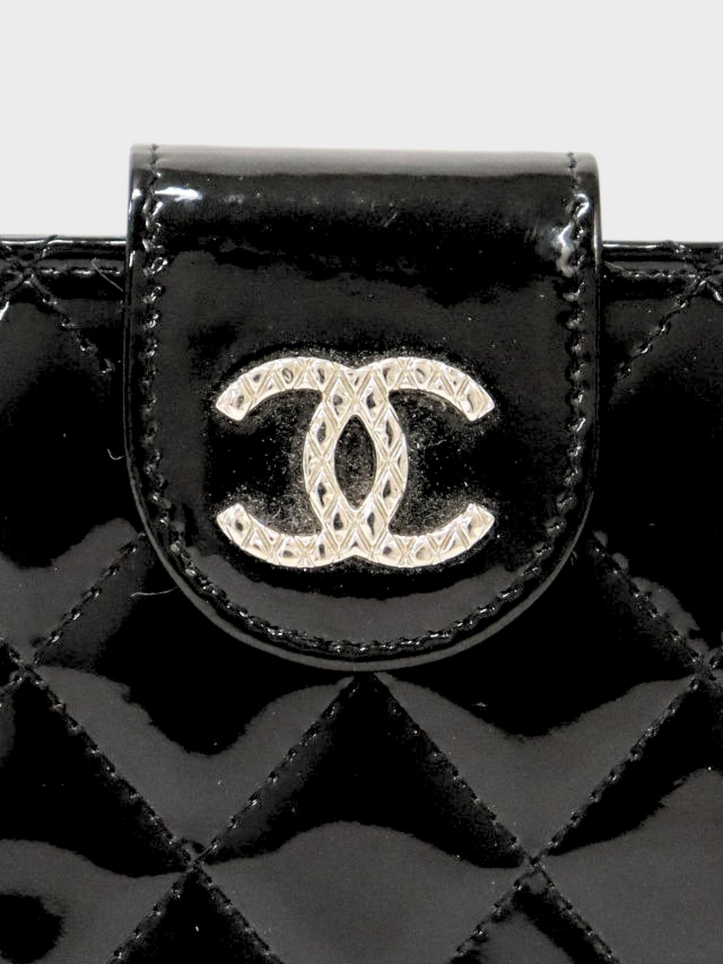Chanel 2014 Black Matelasse Patent Leather Wallet