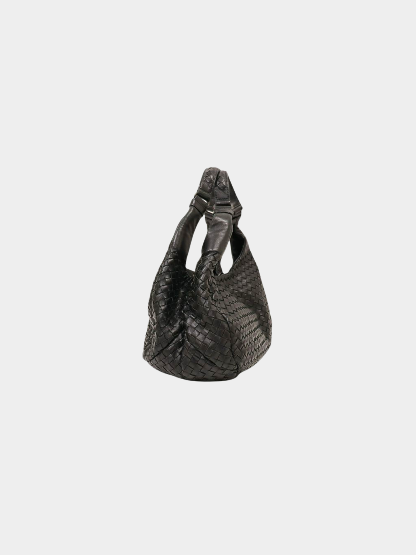 Bottega Veneta 2010s Black Leather Intrecciato Shoulder Bag