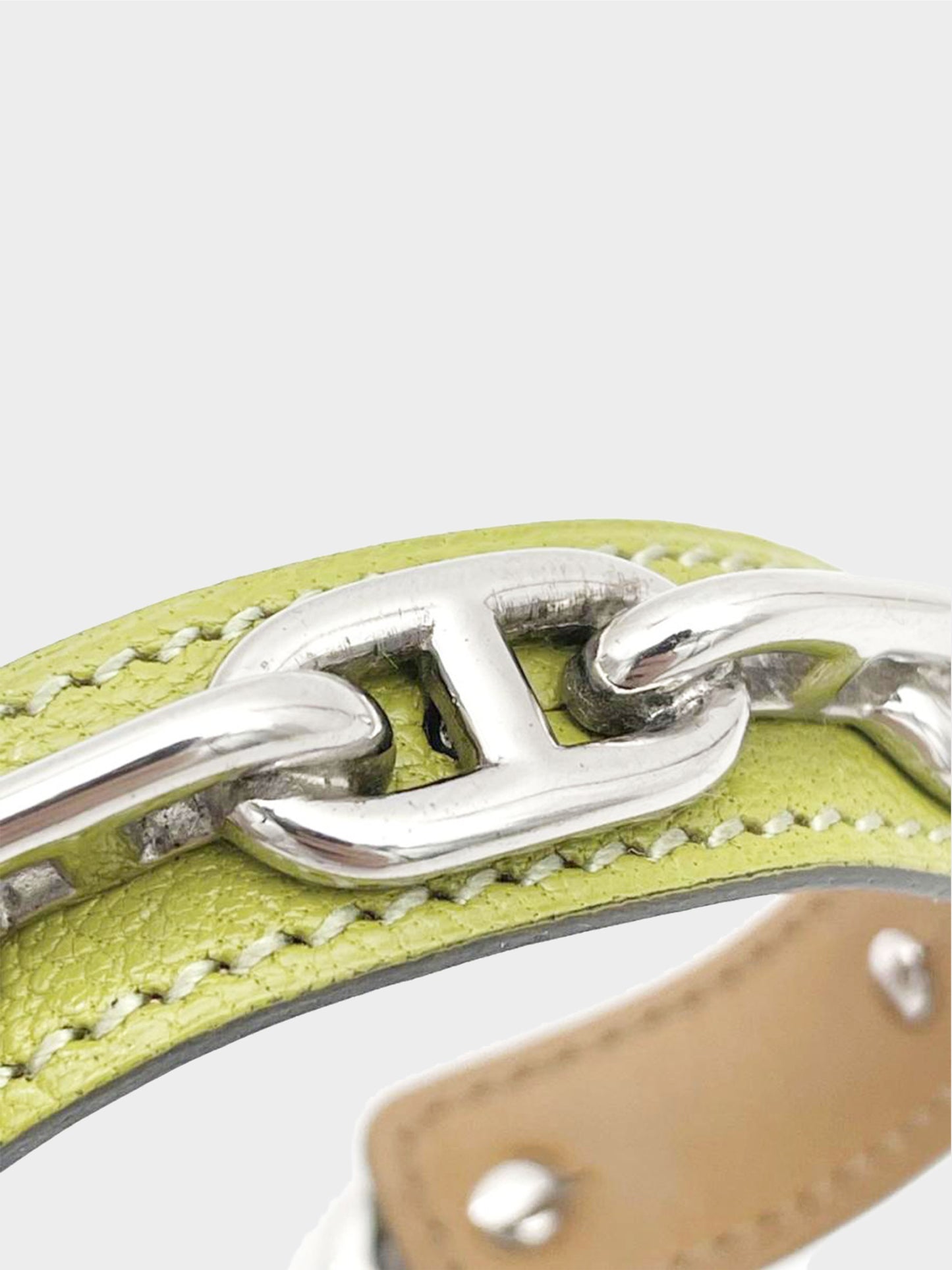 Hermès 2002 Light Green Shane D'ancle Leather Bangle Bracelet